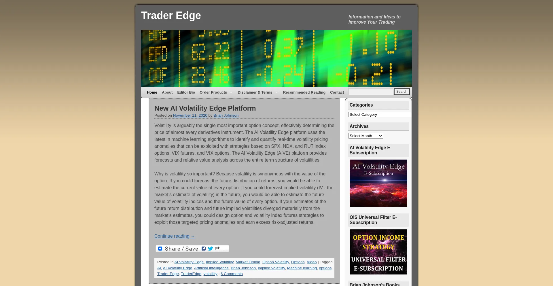 Website screenshot of Traderedge.net