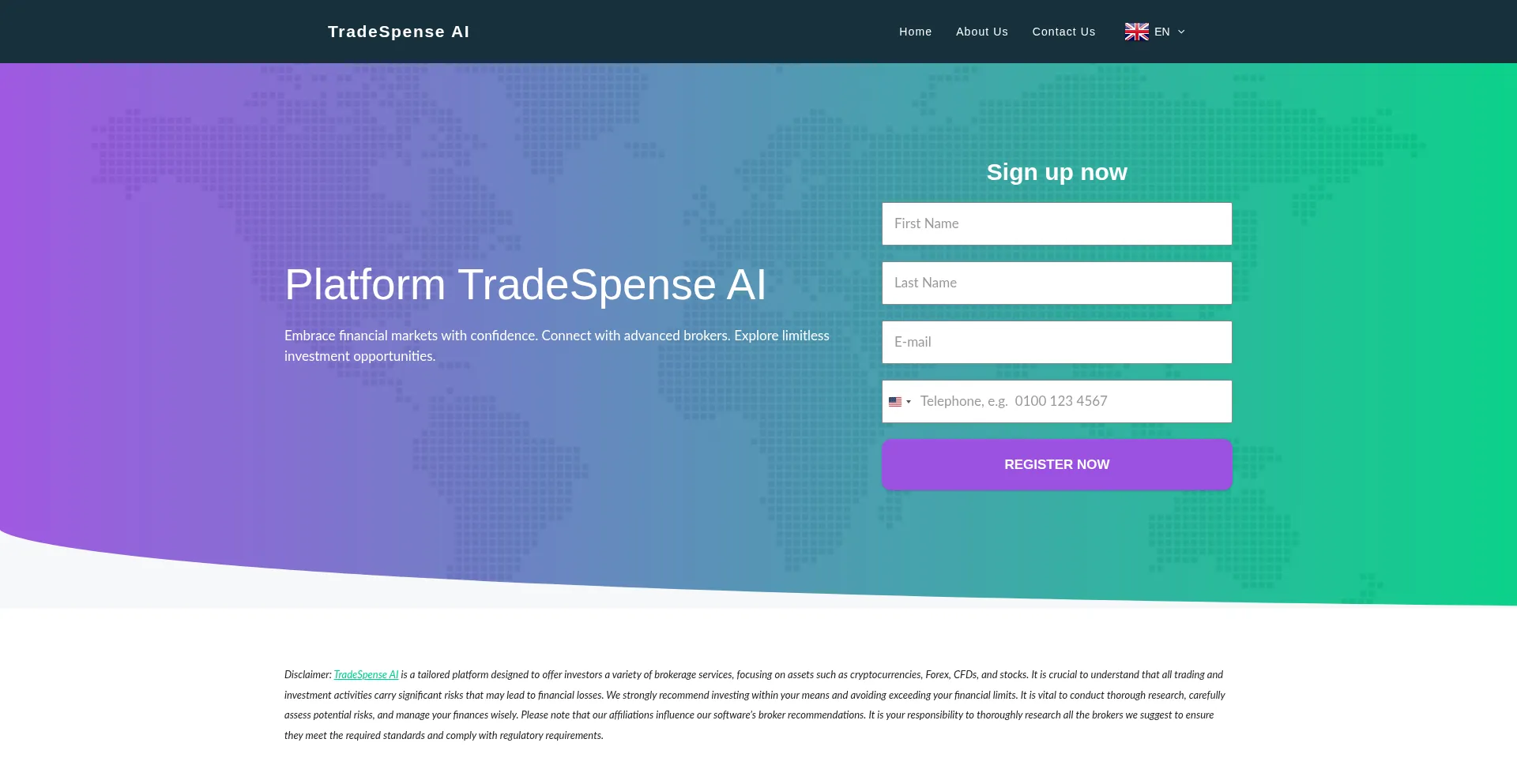 Website screenshot of Tradespenseaiapp.net