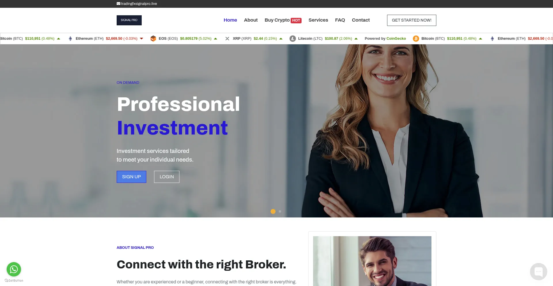 Website screenshot of Tradingfxsignalpro.live