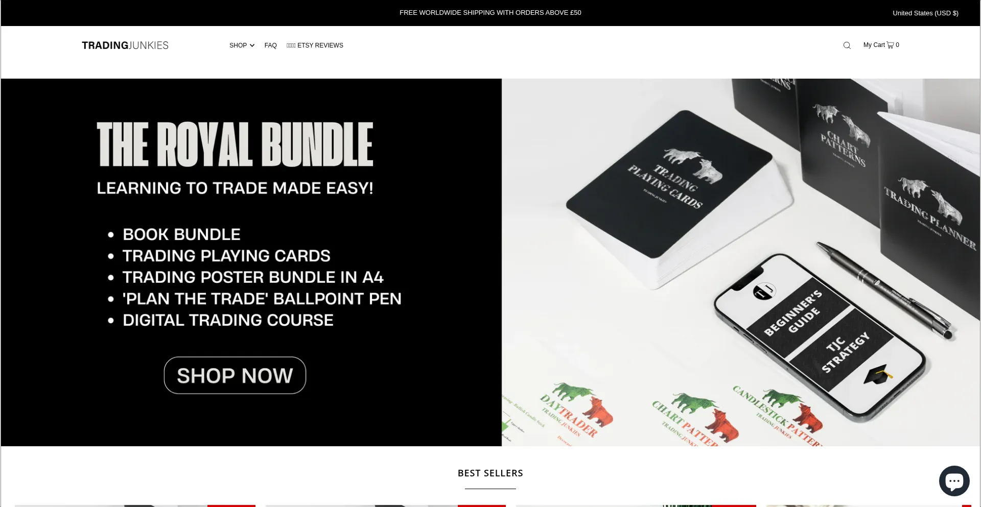 Website screenshot of Tradingjunkies.store