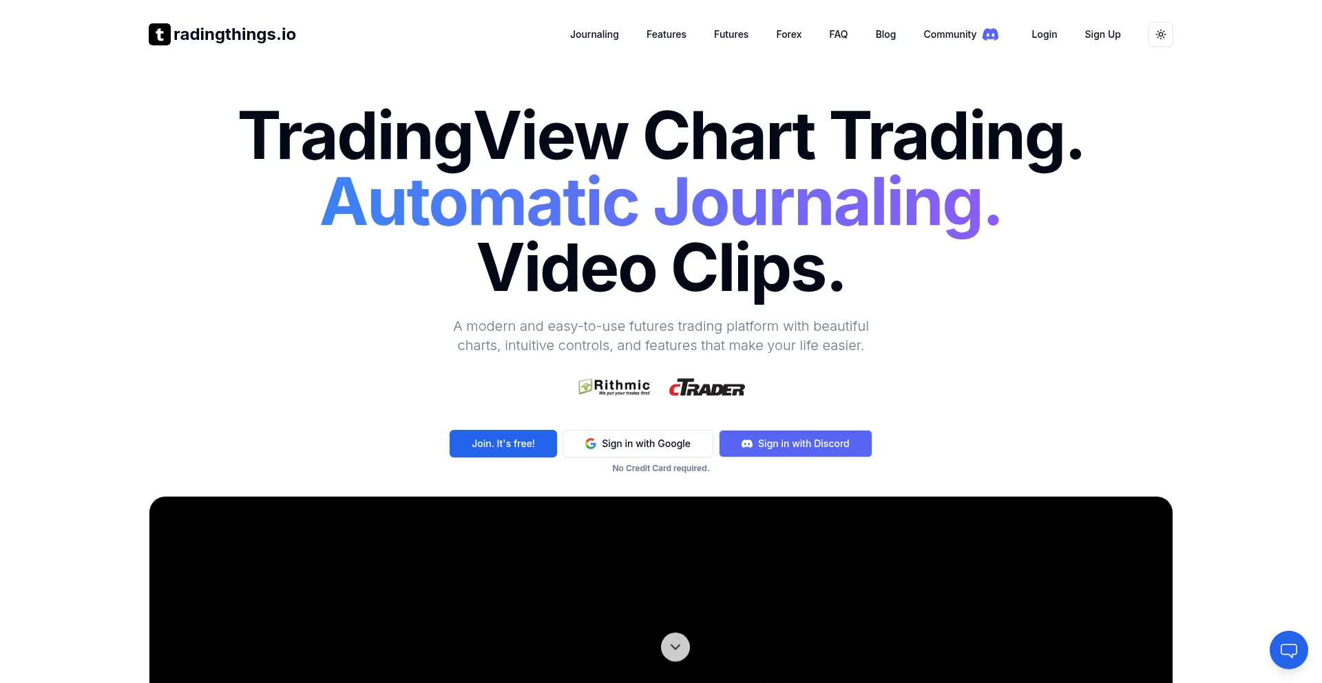 Website screenshot of Tradingthings.io