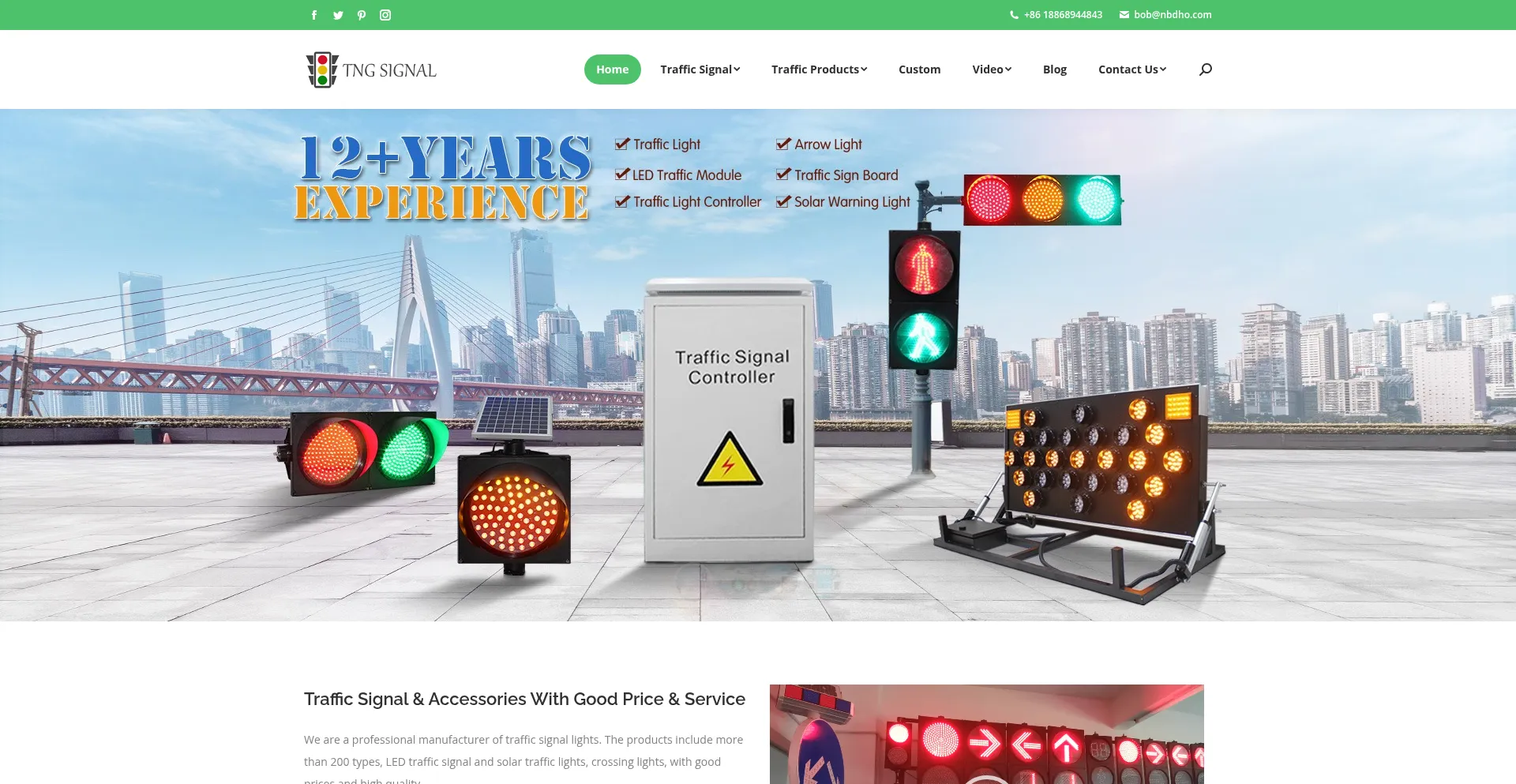 Website screenshot of Traffic-signal-manufacturers.com