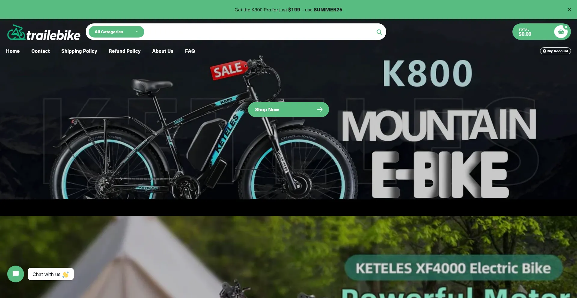 Website screenshot of Trailebike.com