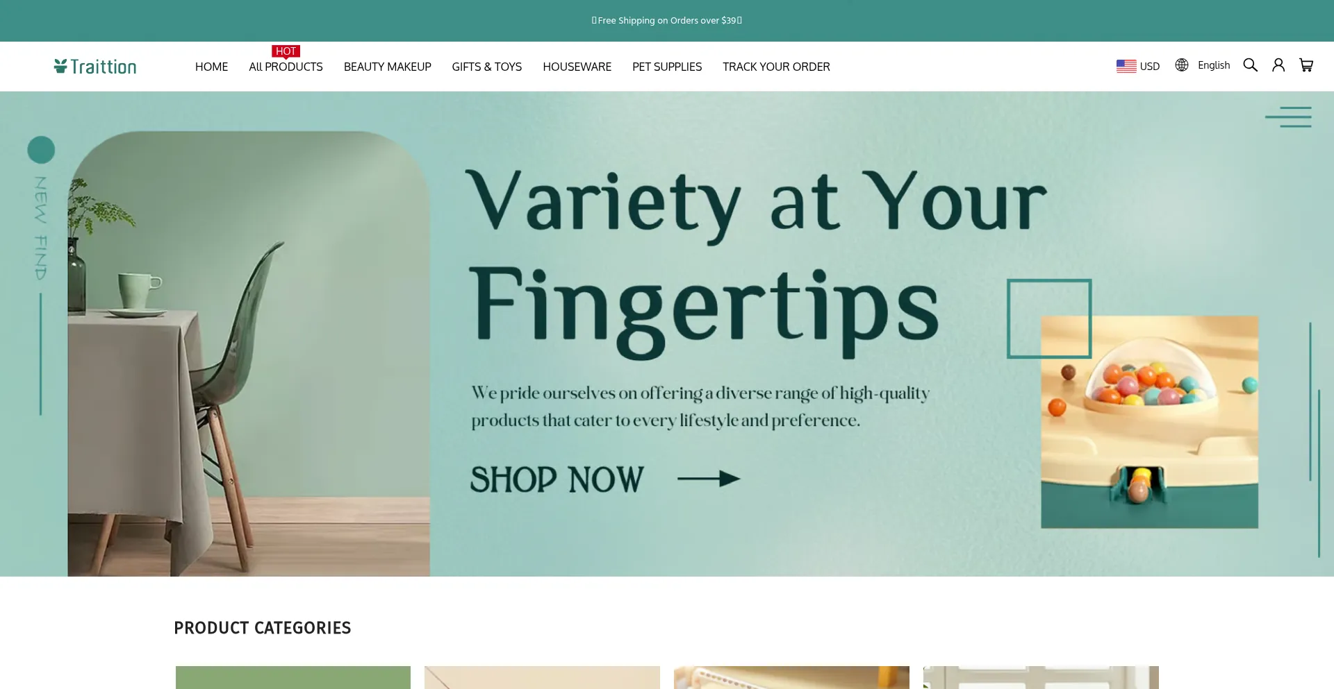 Website screenshot of Traittion.com