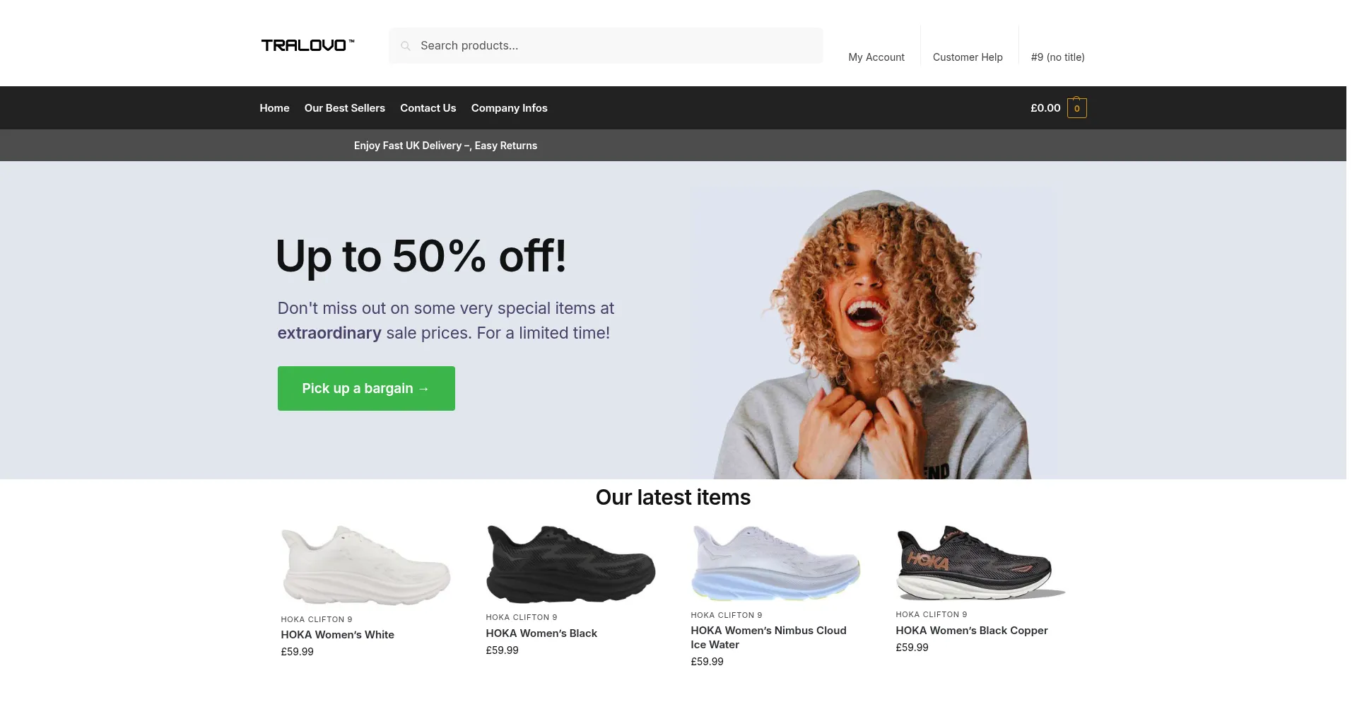 Website screenshot of Tralovo.com