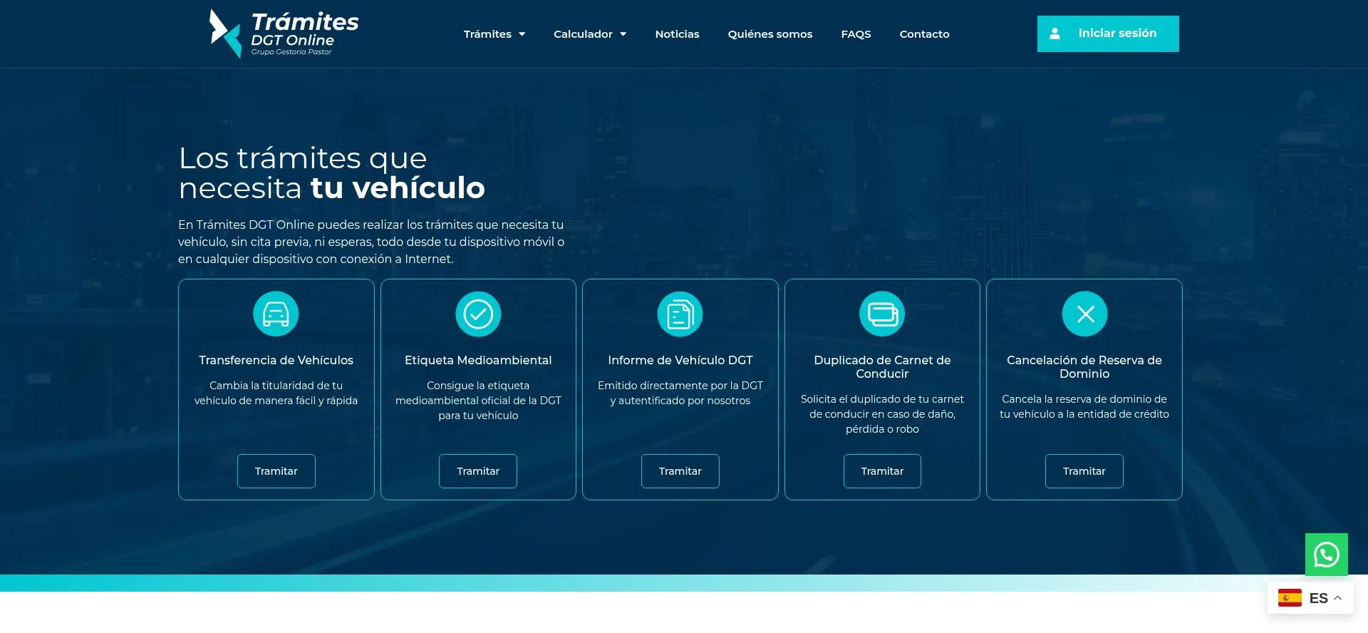 Website screenshot of Tramitesdgtonline.com