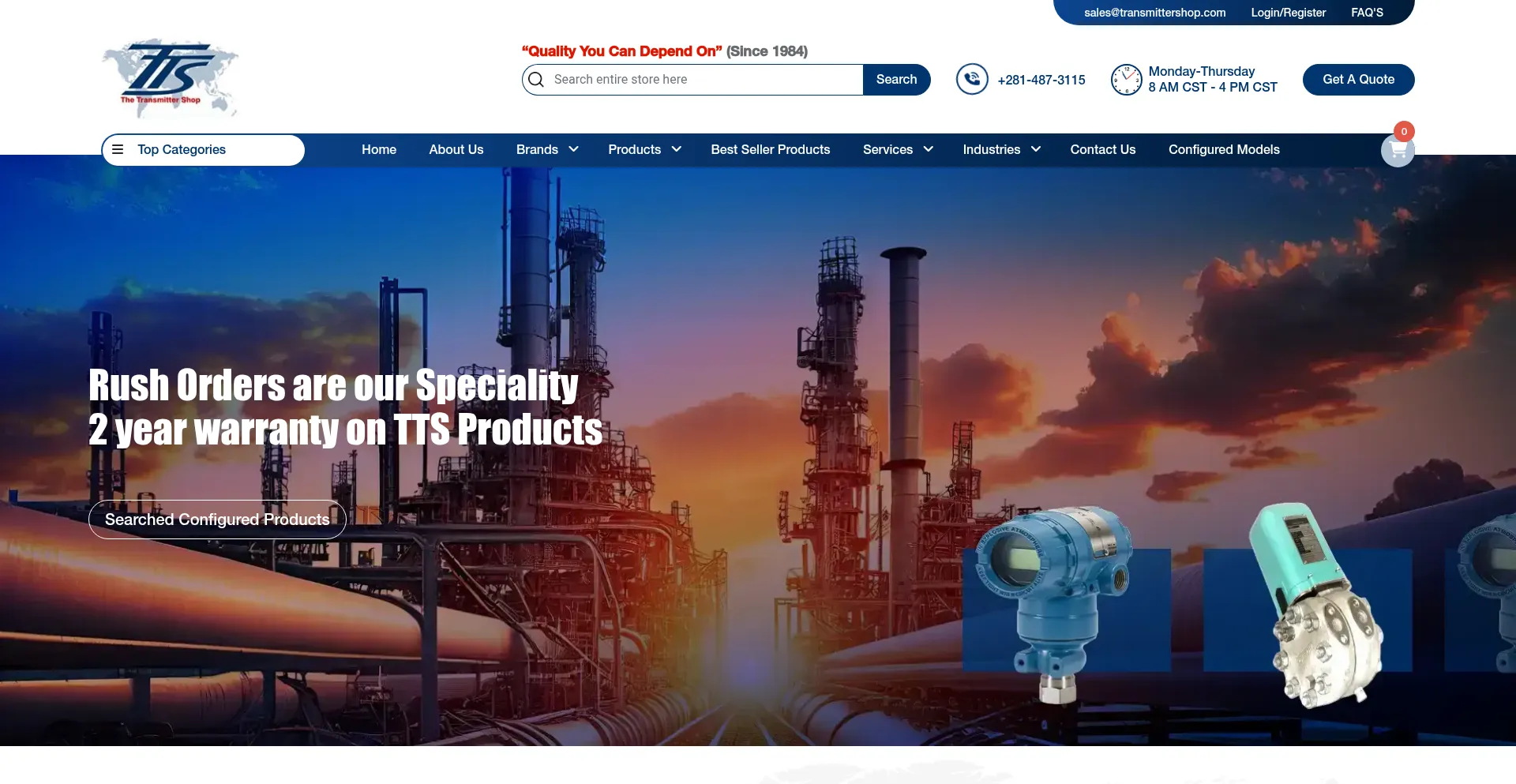 Website screenshot of Transmittershop.com