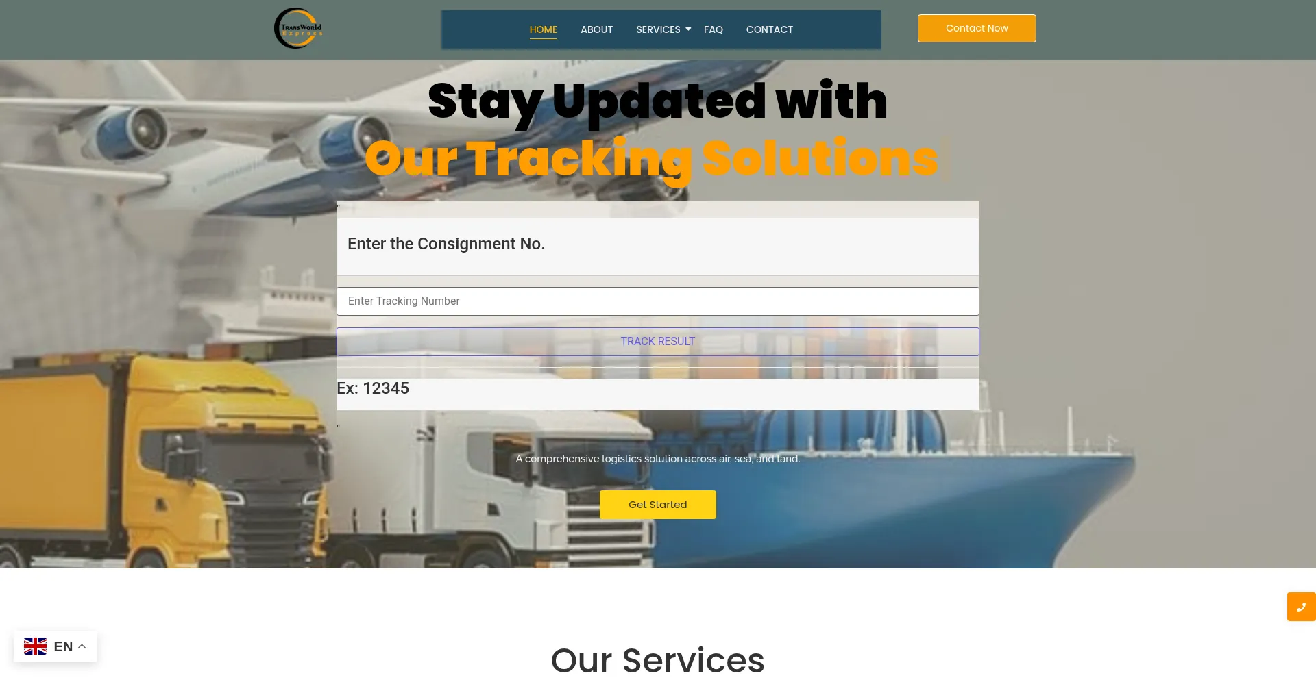 Website screenshot of Transworld-express.com