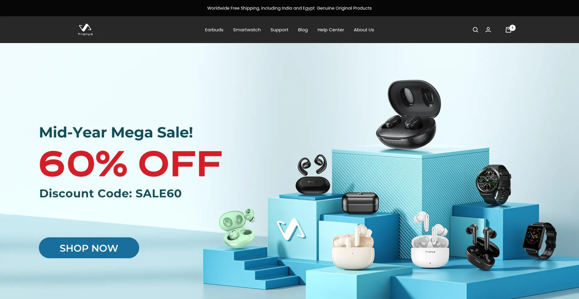 Website screenshot of Tranya.com