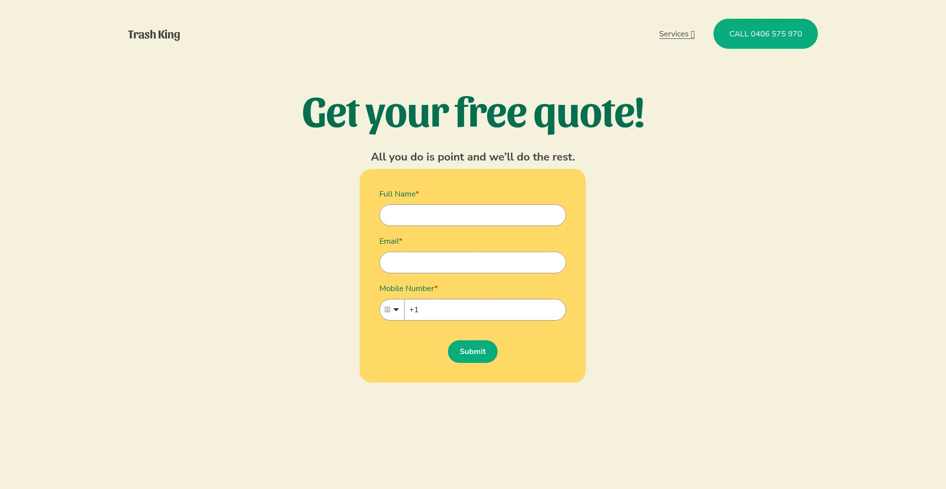 Website screenshot of Trashking.com.au