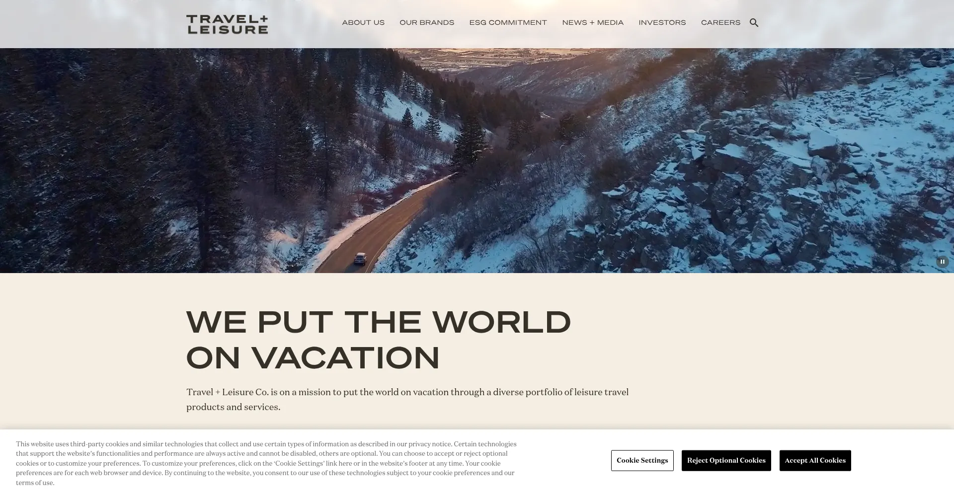 Website screenshot of Travelandleisureco.com