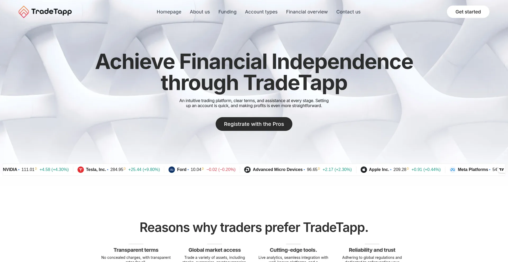 Website screenshot of Trdtapp.com