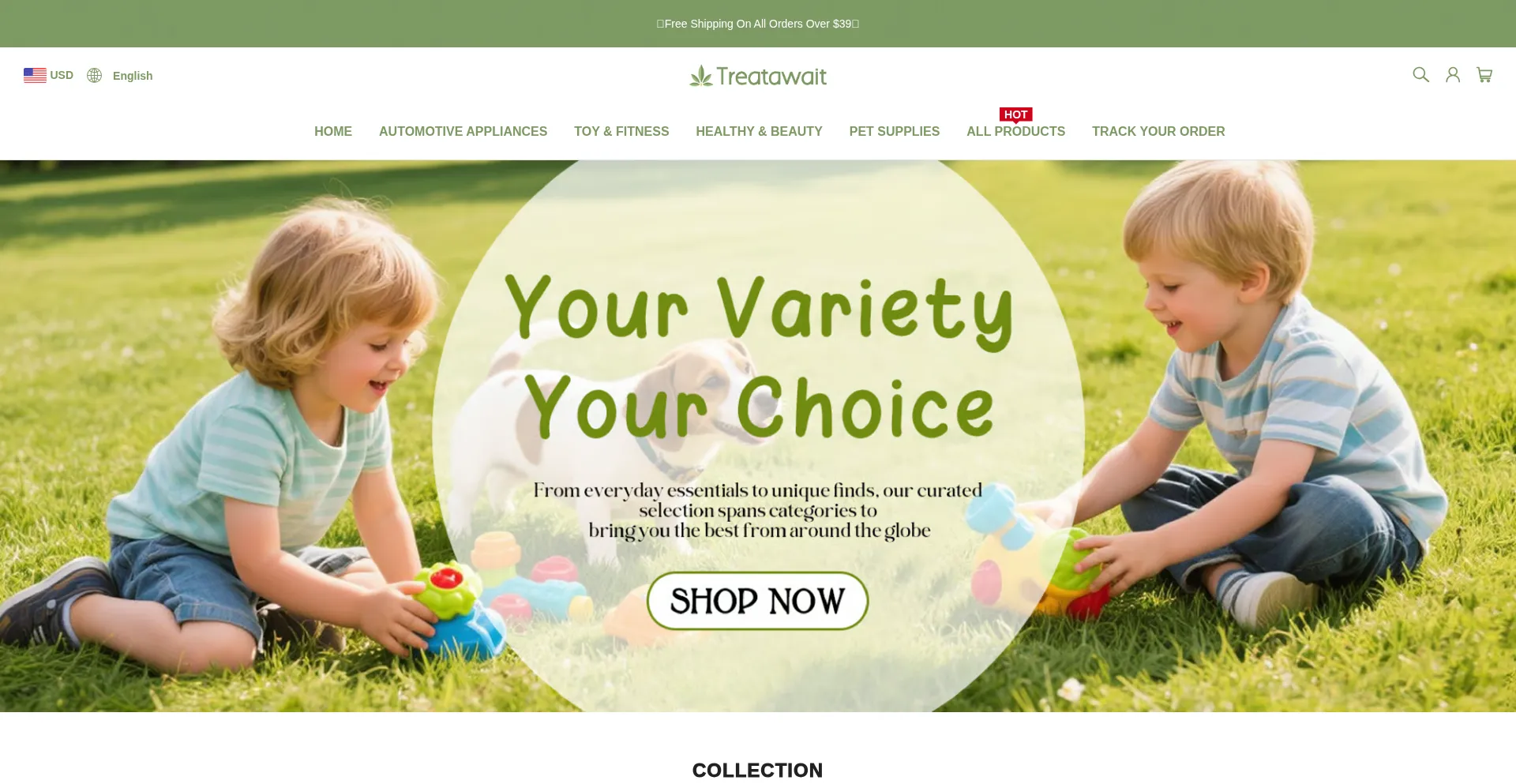 Website screenshot of Treatawait.com