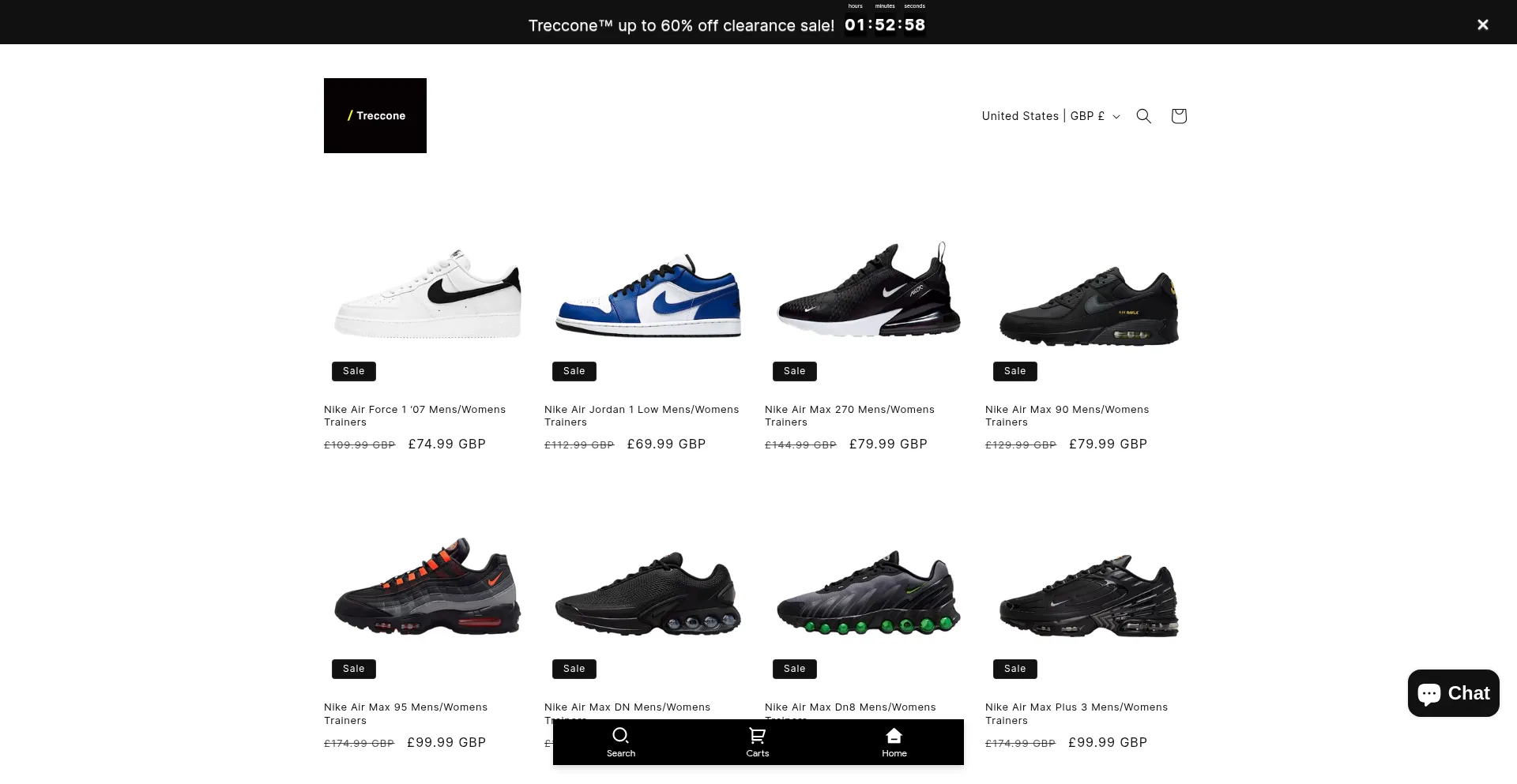 Website screenshot of Treccone.com