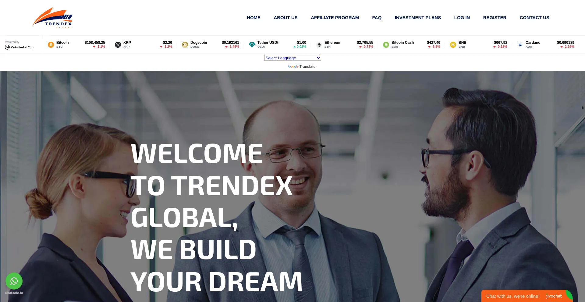 Website screenshot of Trendexglobal.net