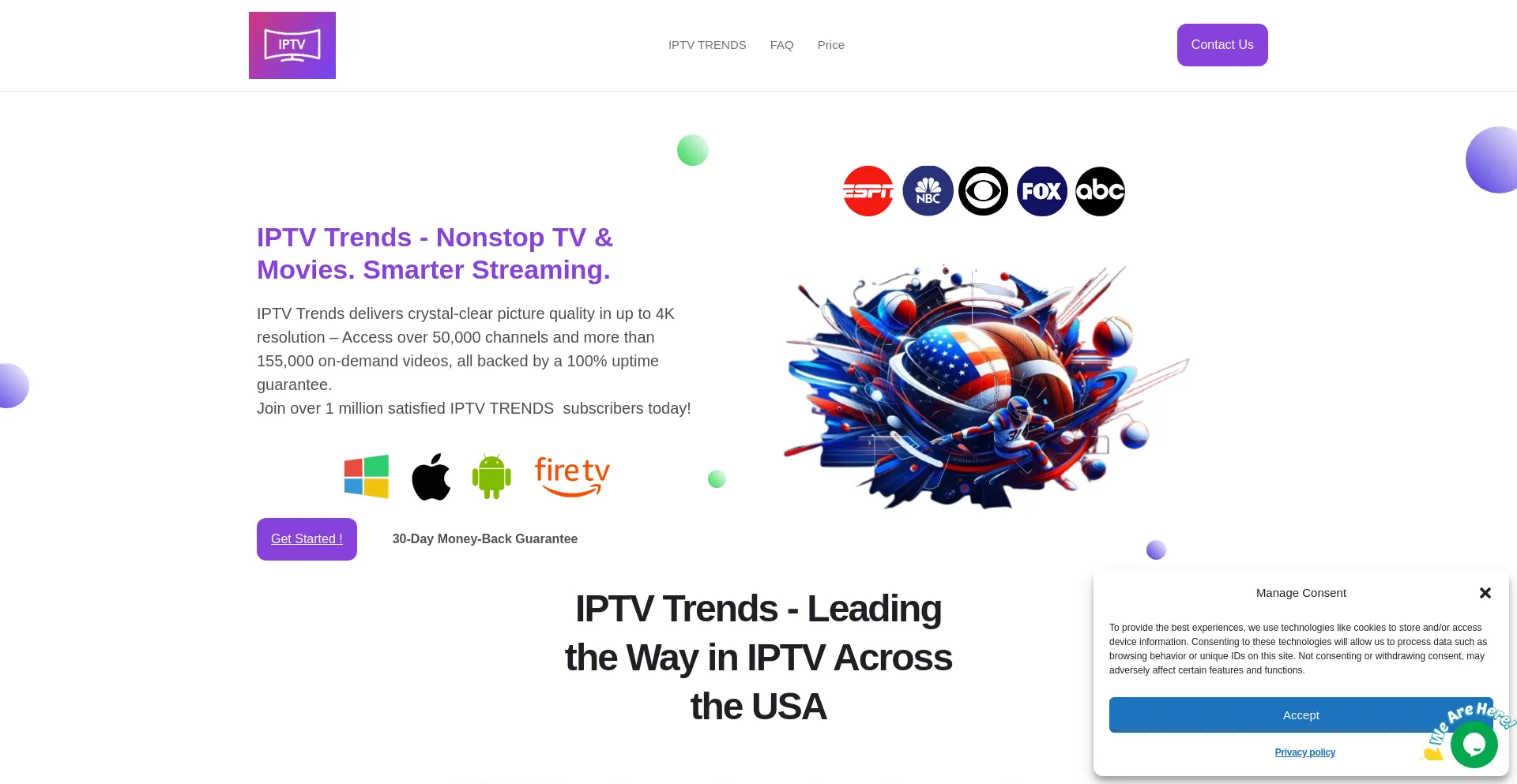 Website screenshot of Trends-iptv.us