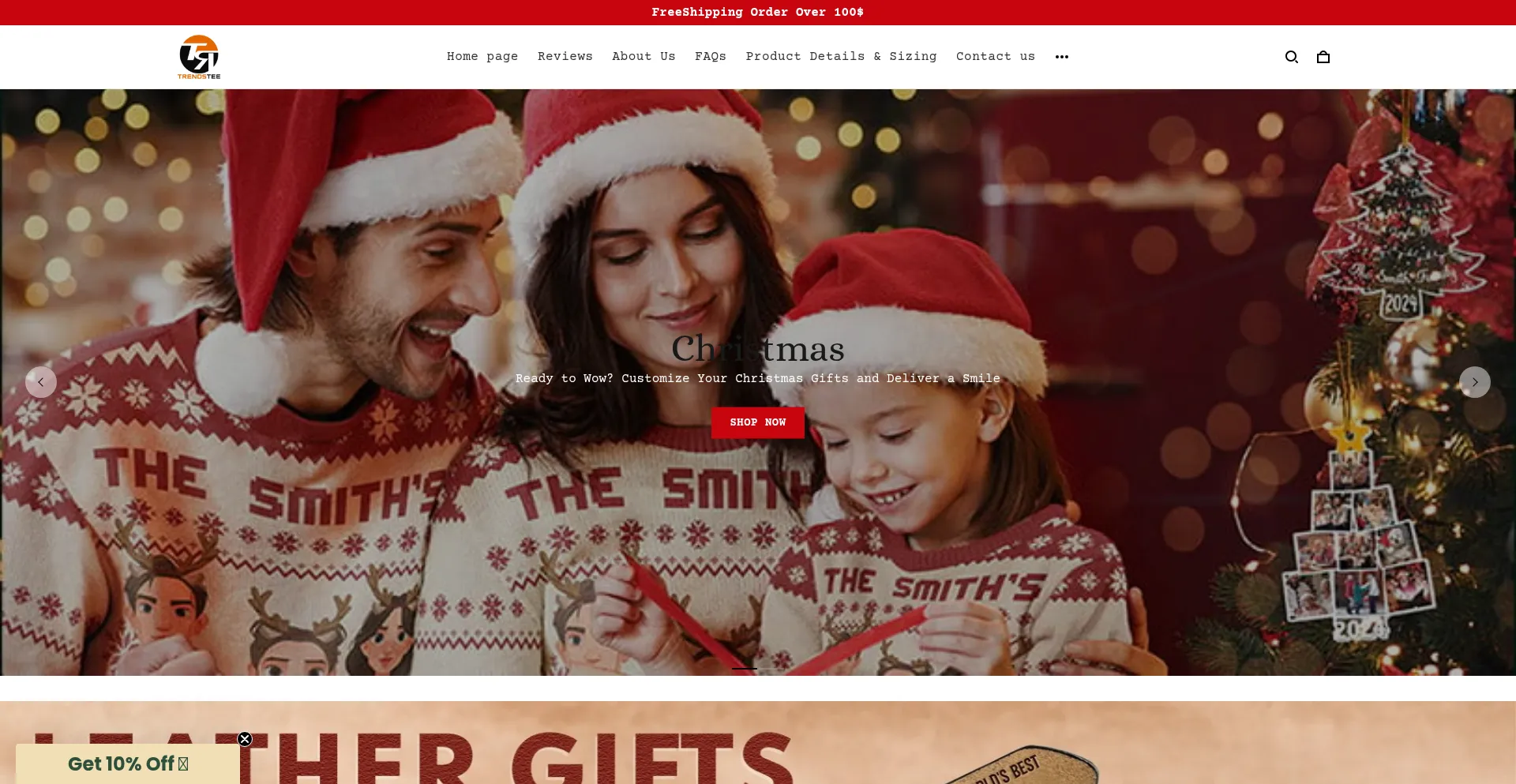 Website screenshot of Trendstee.com