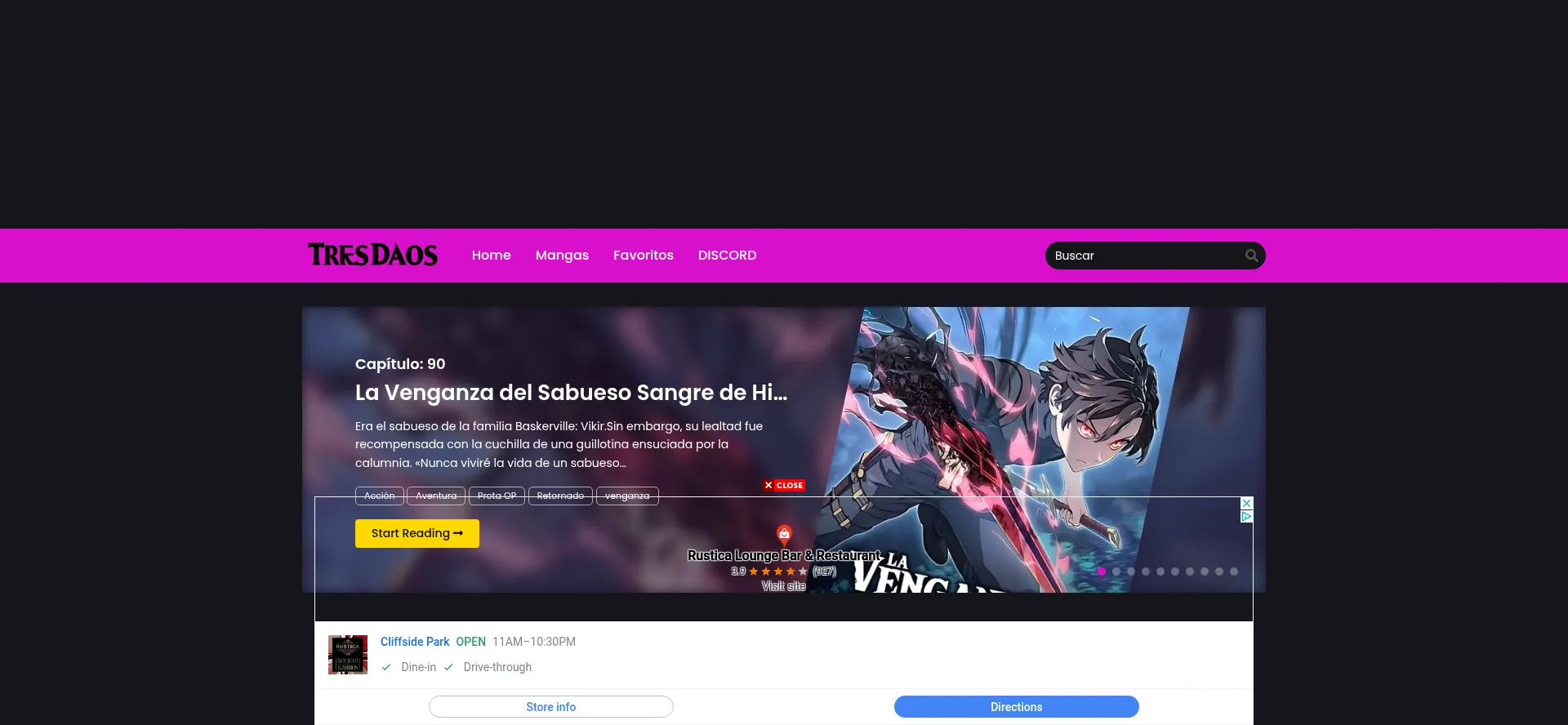 Website screenshot of Tresdaos.com