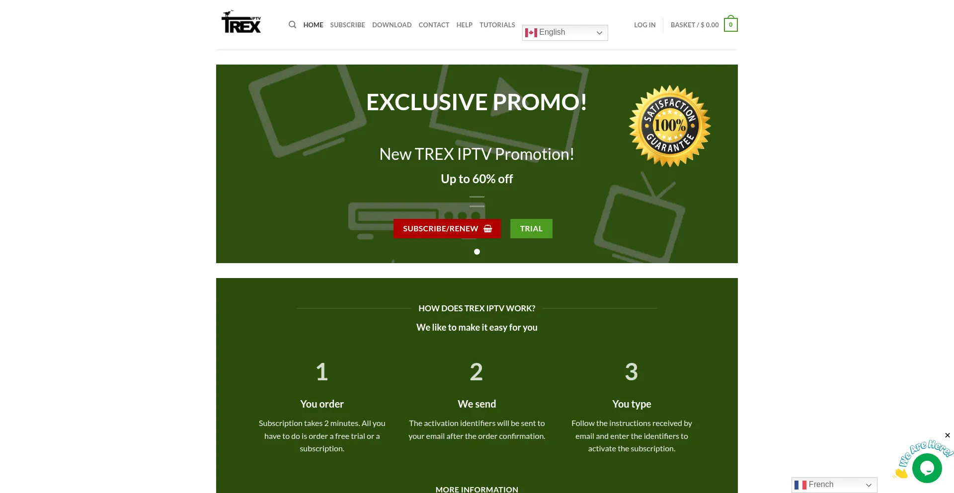 Website screenshot of Trexiptv.co