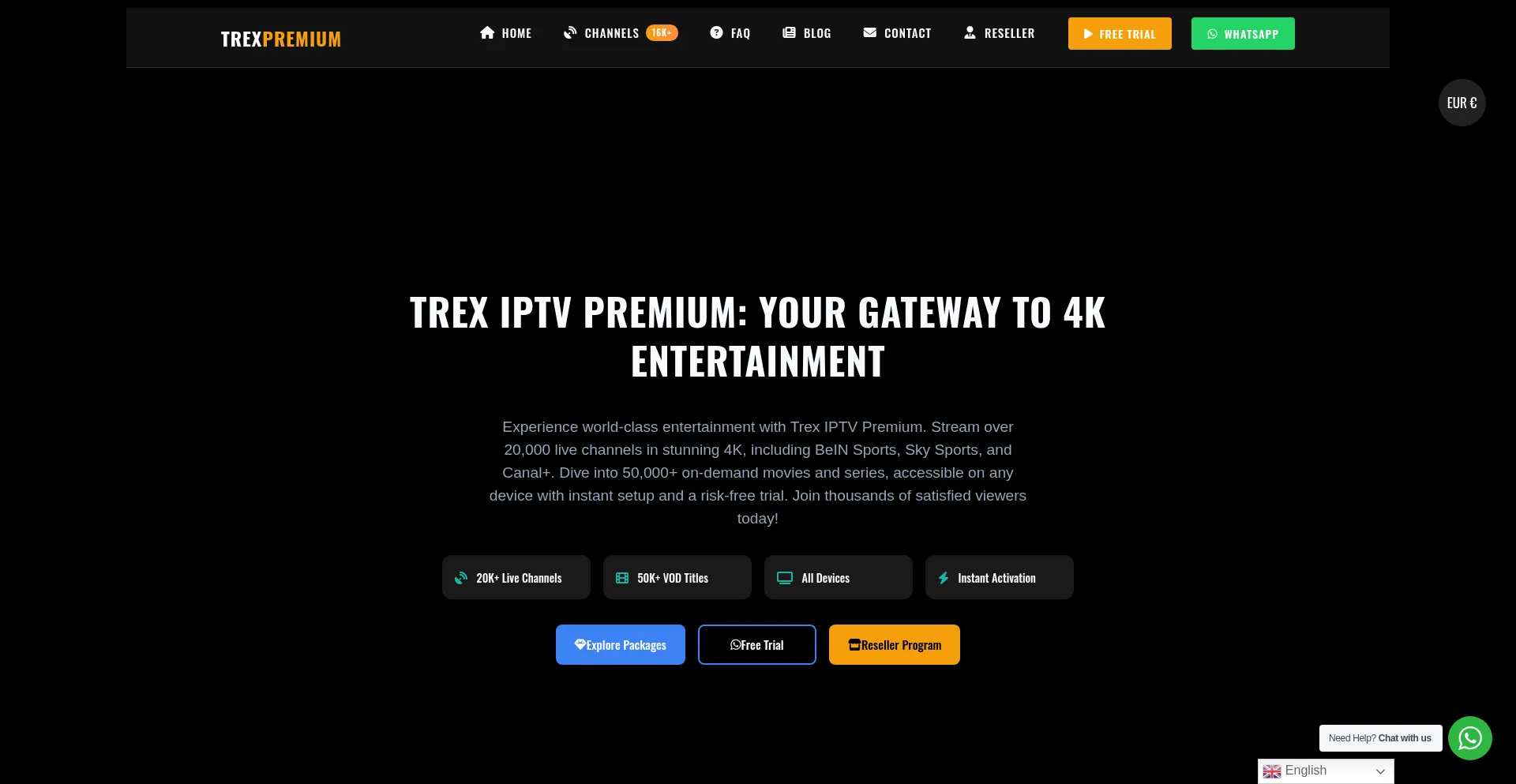 Website screenshot of Trexpremium.com