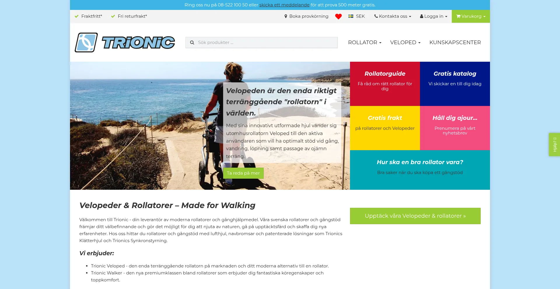 Website screenshot of Trionic.se