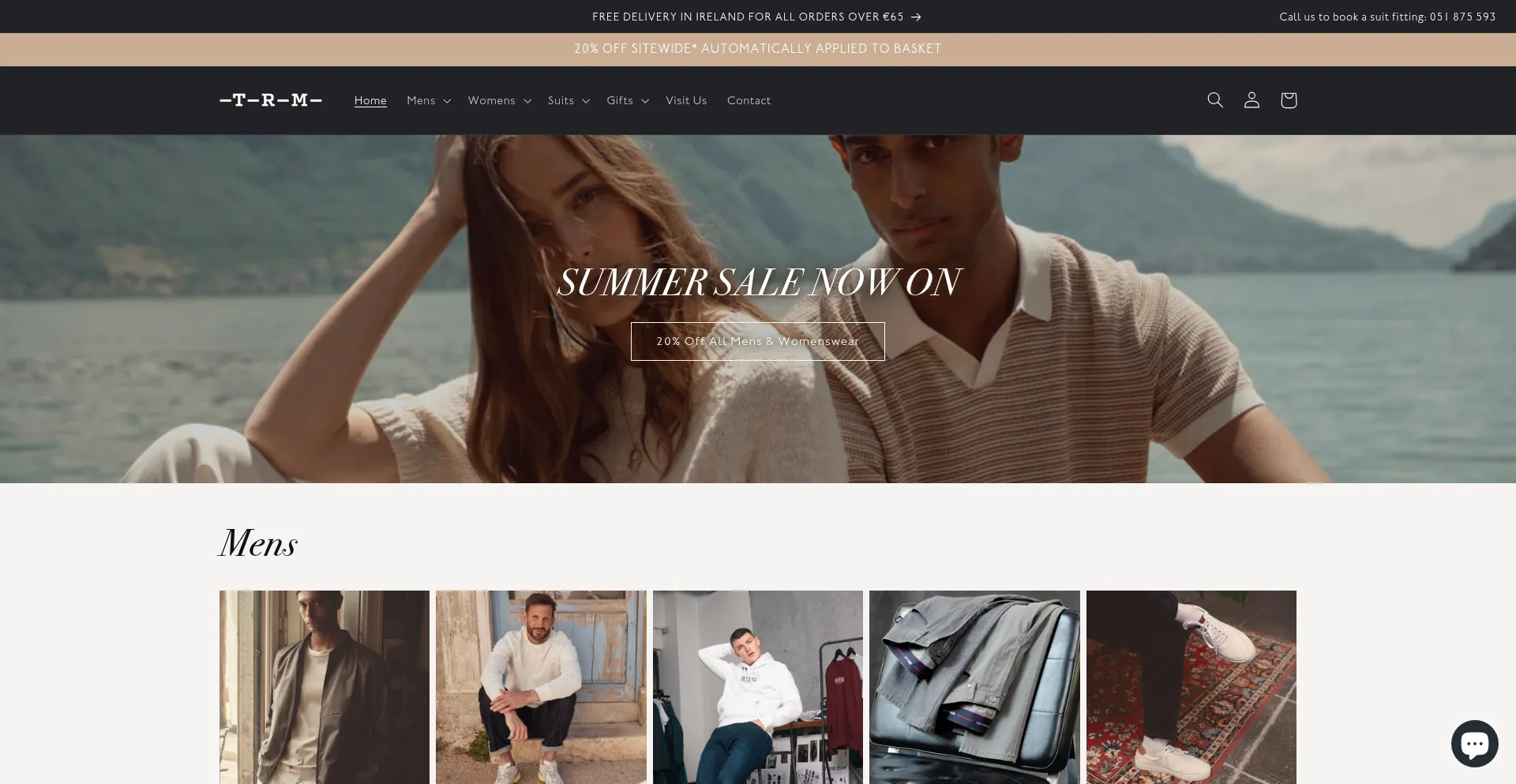 Website screenshot of Trmclothing.ie