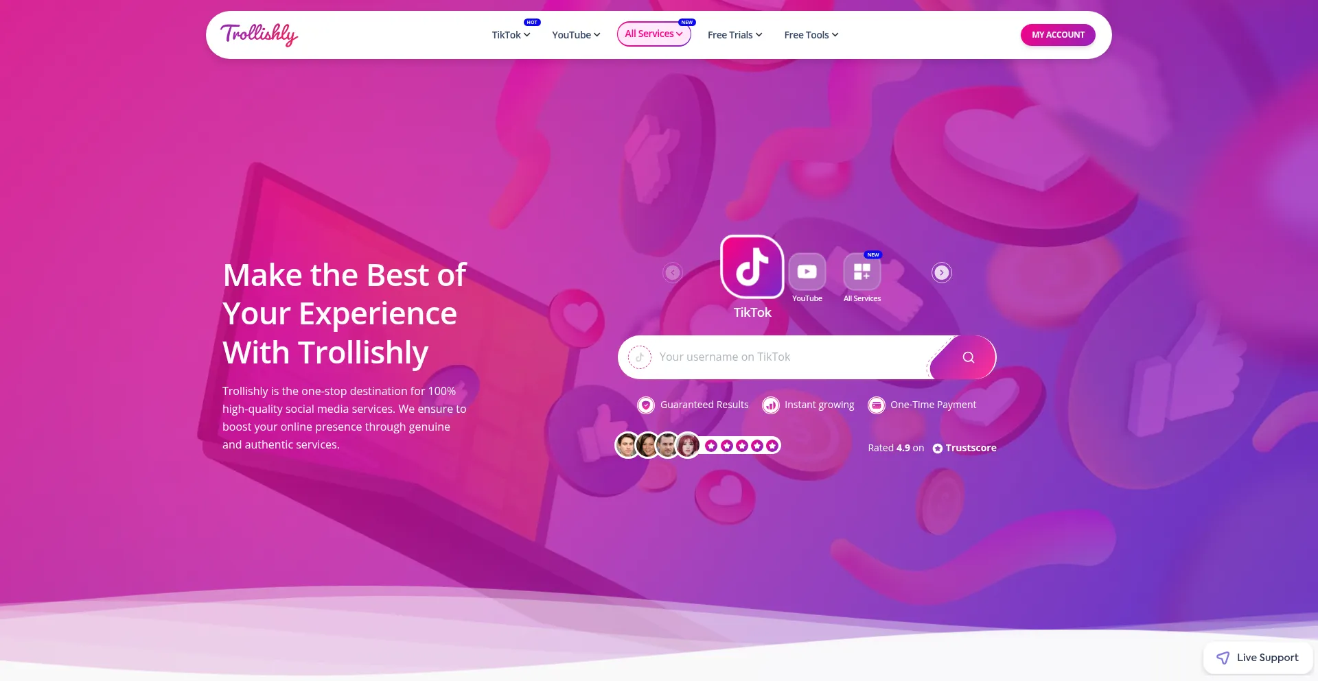 Website screenshot of Trollishly.com