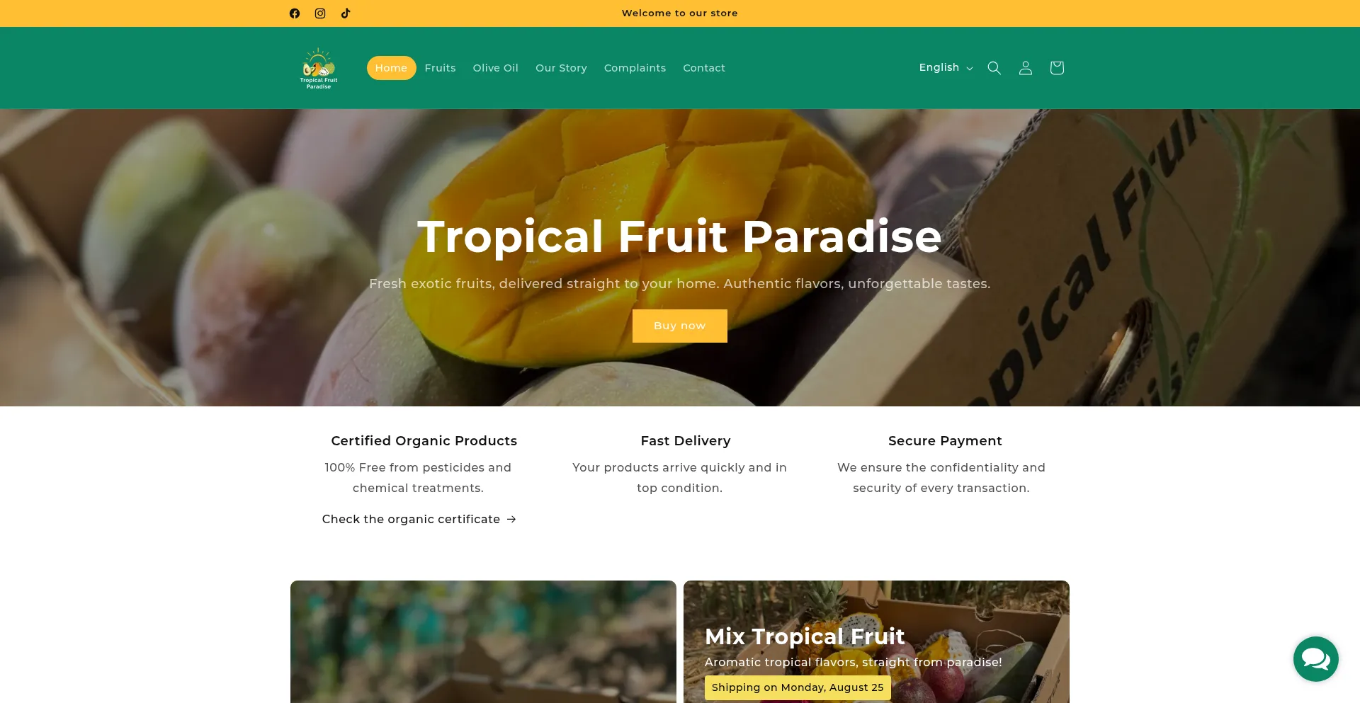 Website screenshot of Tropicalfruitparadise.com