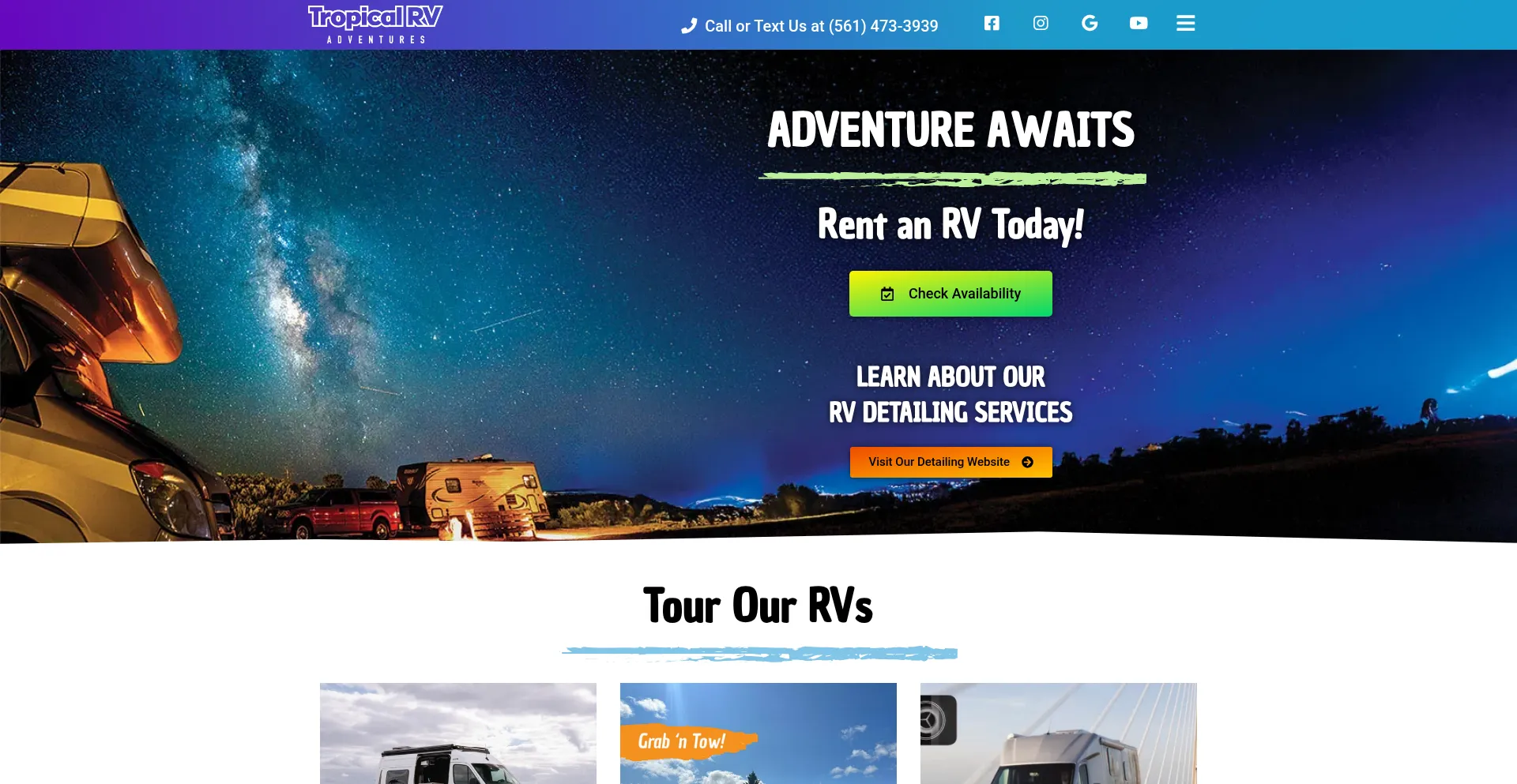 Tropicalrvadventures.com Screenshot