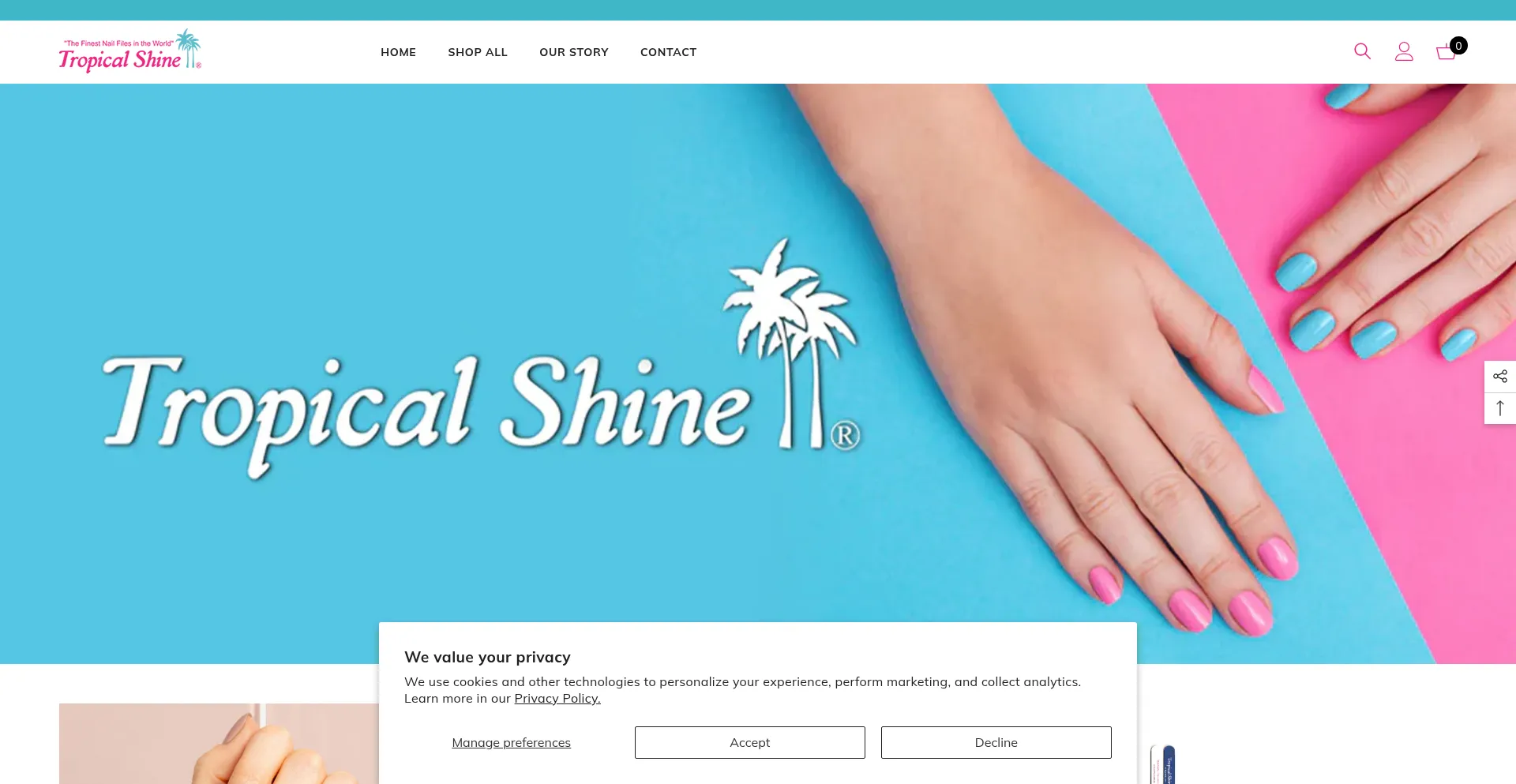Website screenshot of Tropicalshine.com