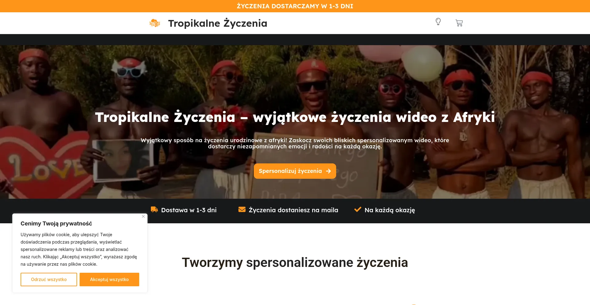 Website screenshot of Tropikalnezyczenia.pl