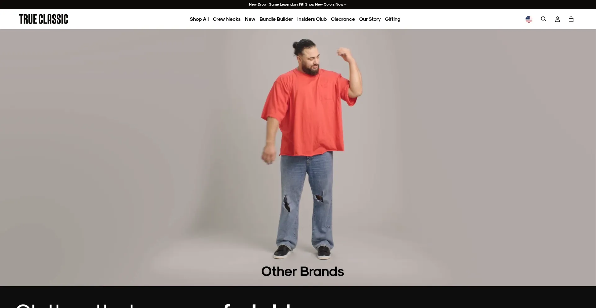 Website screenshot of Trueclassictees.com