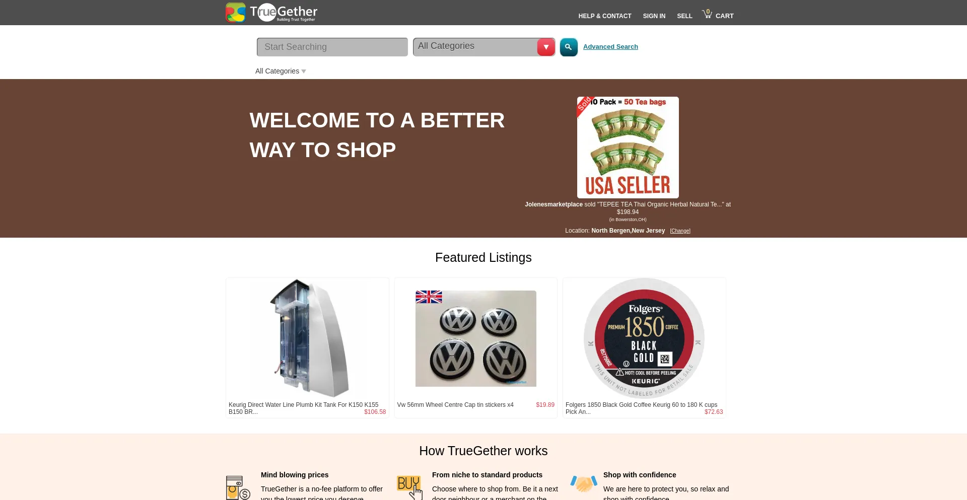 Website screenshot of Truegether.com