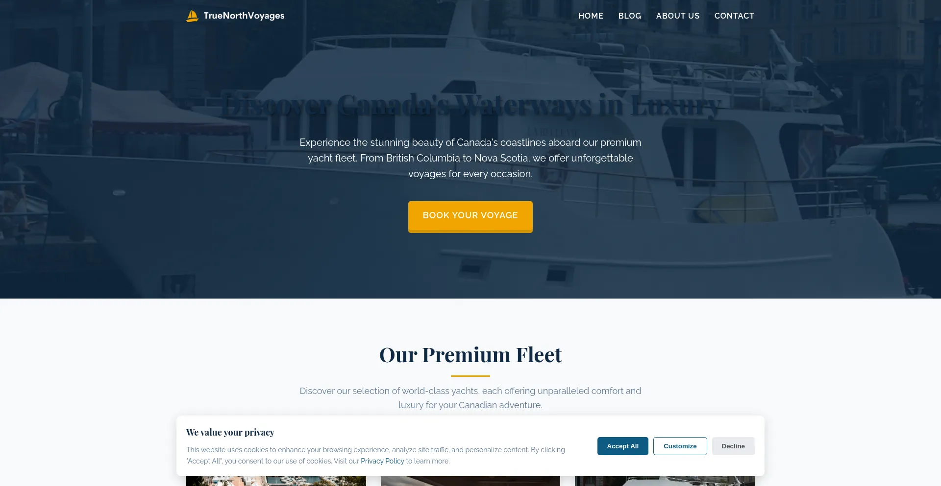 Website screenshot of Truenorthvoyages.net