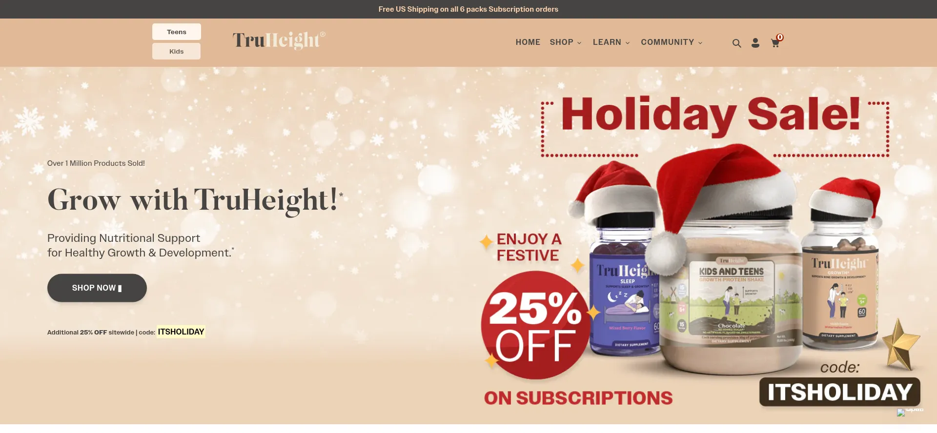 Website screenshot of Truheightvitamins.com