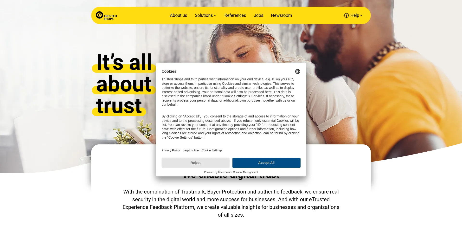 Website screenshot of Trustedshops.com