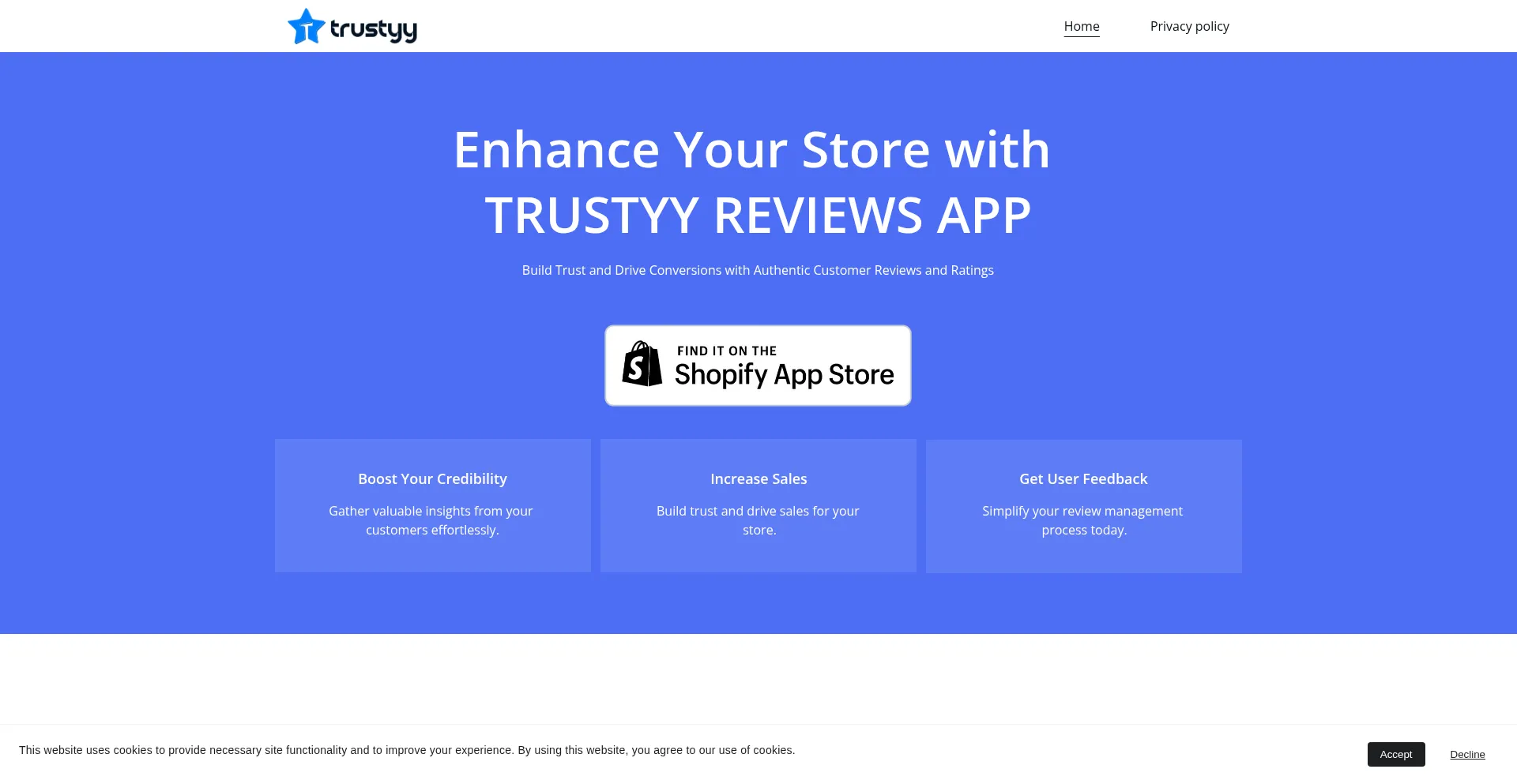 Website screenshot of Trustyy.io