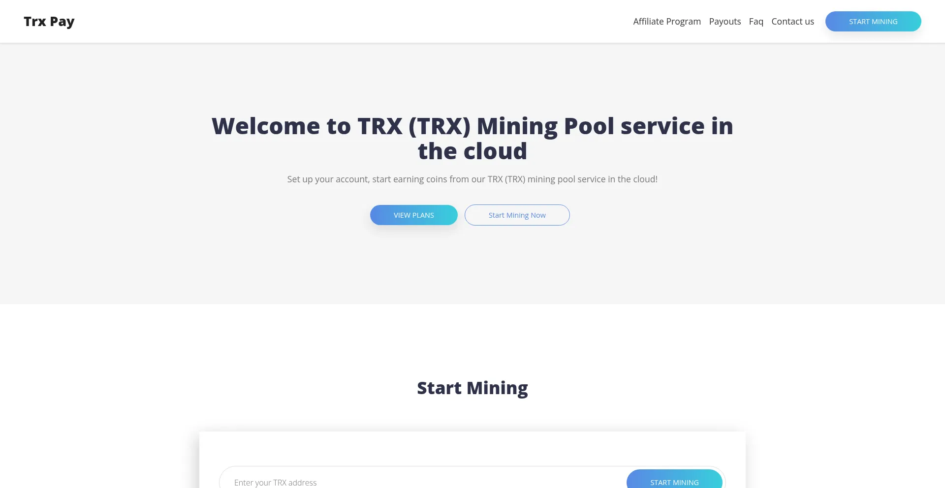 Website screenshot of Trx-pay.com