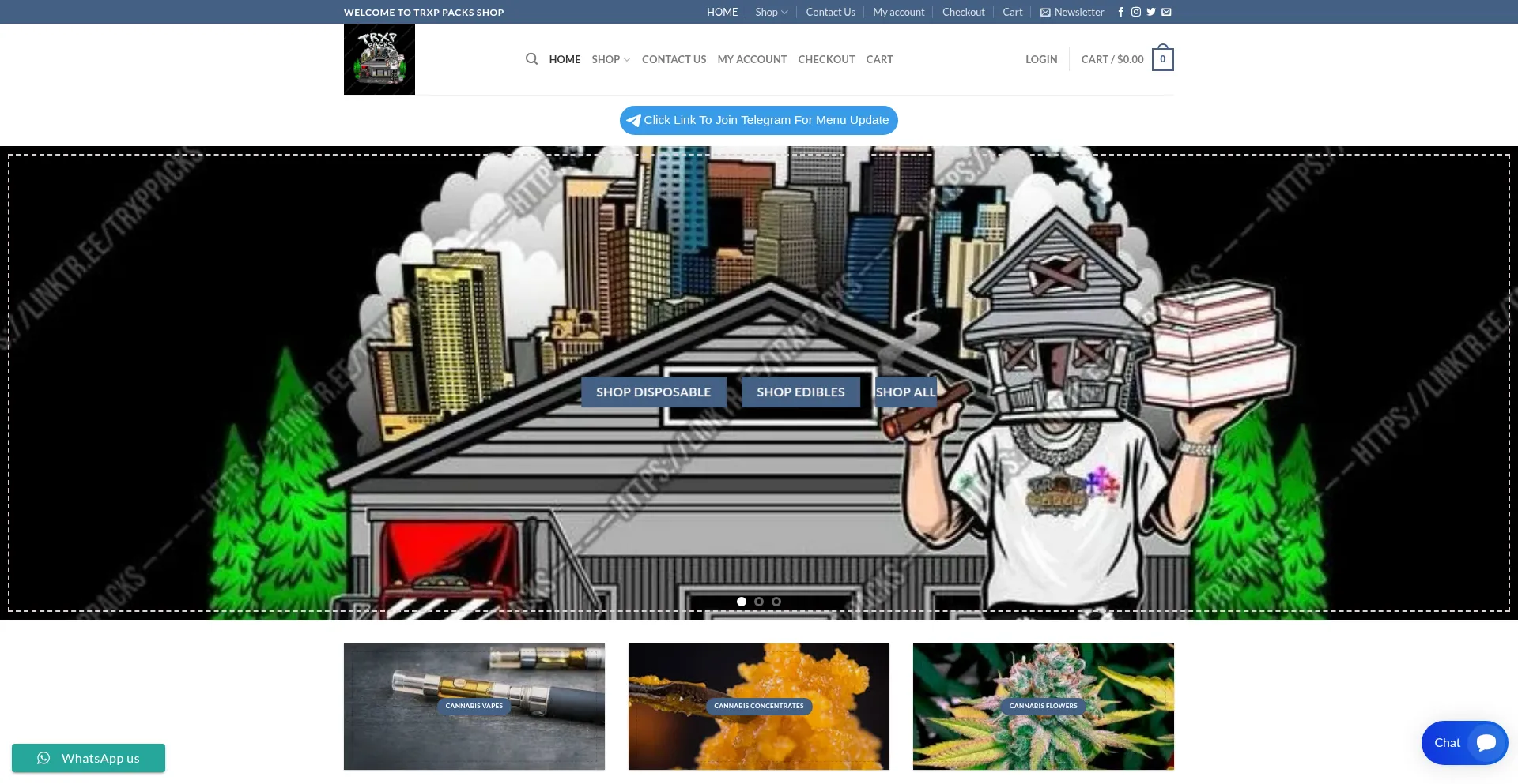 Website screenshot of Trxppackshop.com