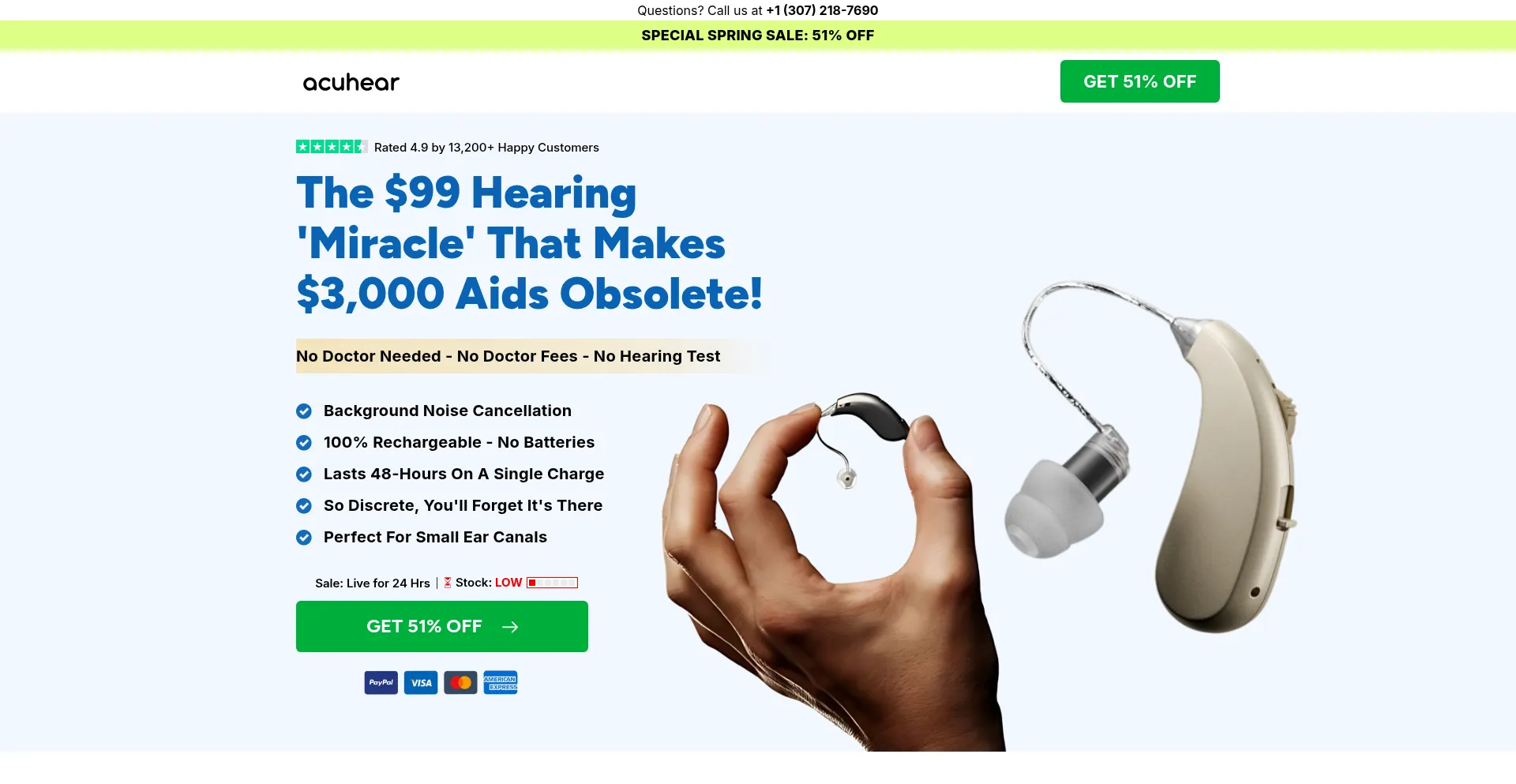 Website screenshot of Tryacuhear.co