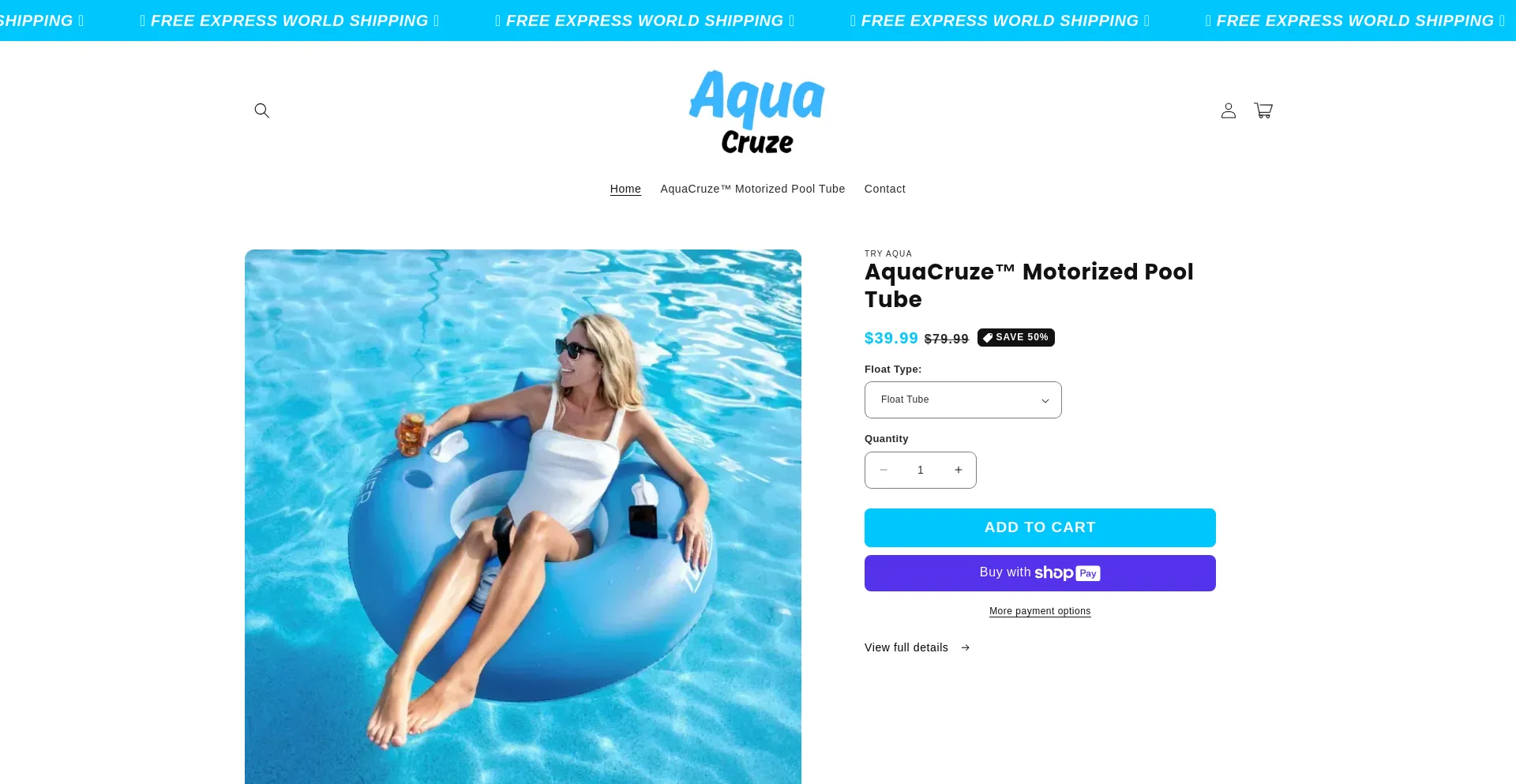 Website screenshot of Tryaquacruze.com