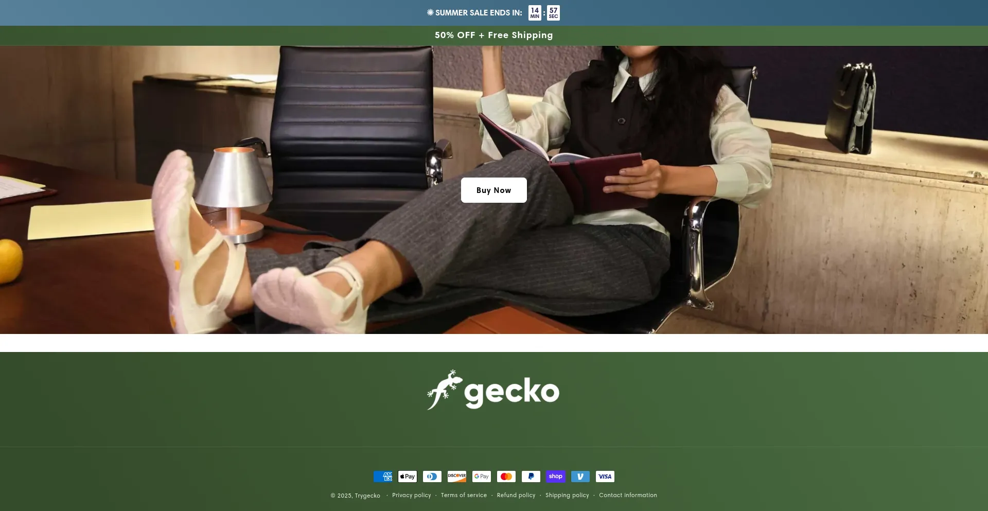 Website screenshot of Trygecko.com