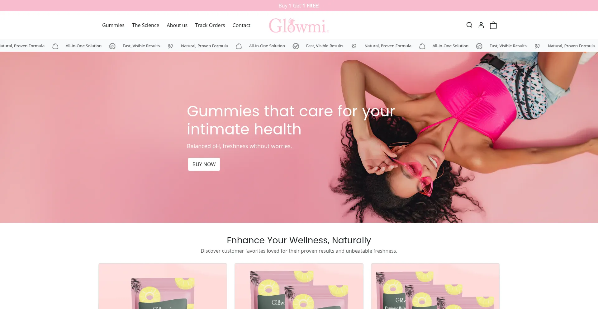 Website screenshot of Tryglowmi.com