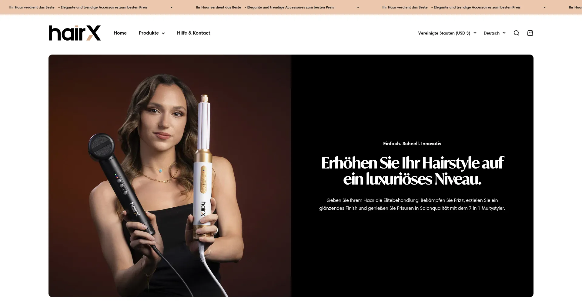 Website screenshot of Tryhairx.com