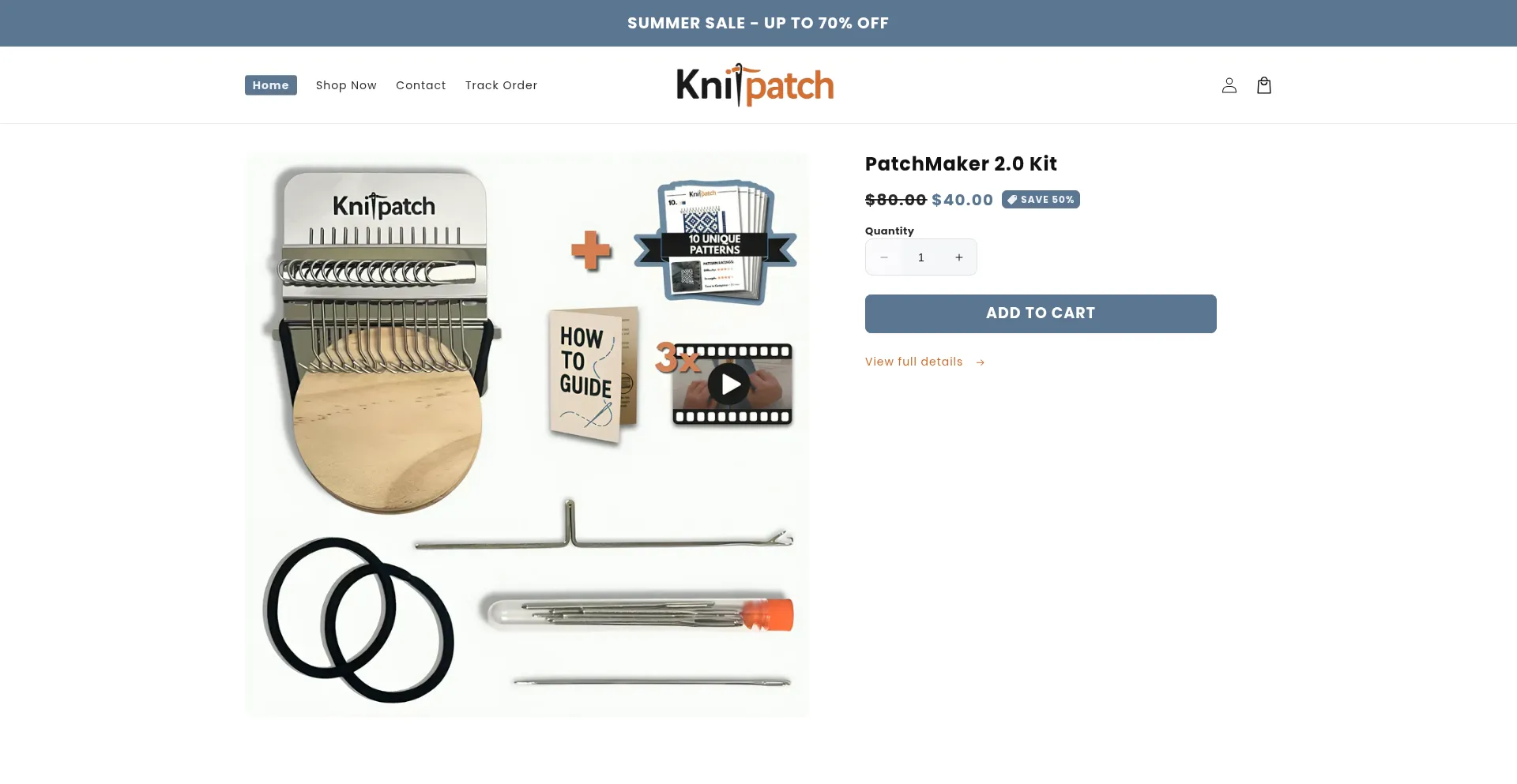 Website screenshot of Tryknitpatch.com
