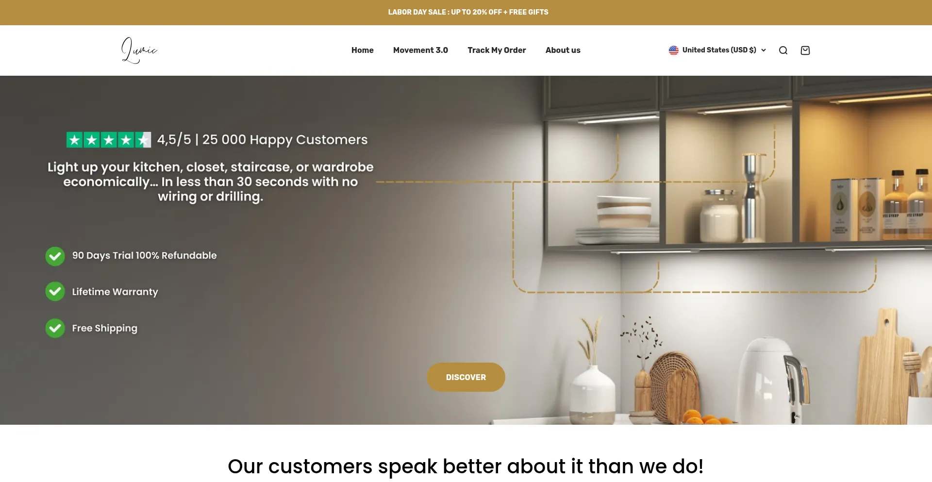 Website screenshot of Trylumic.com