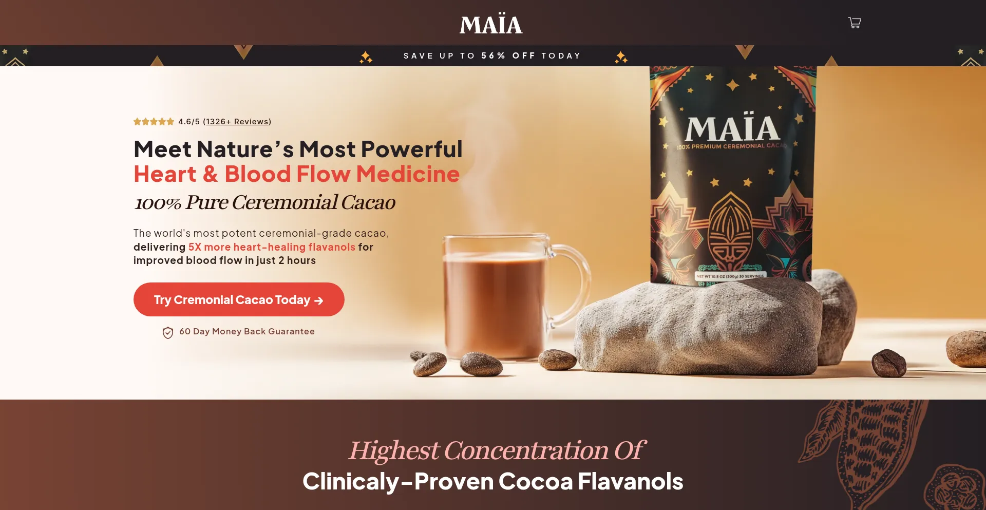 Website screenshot of Trymaia.co