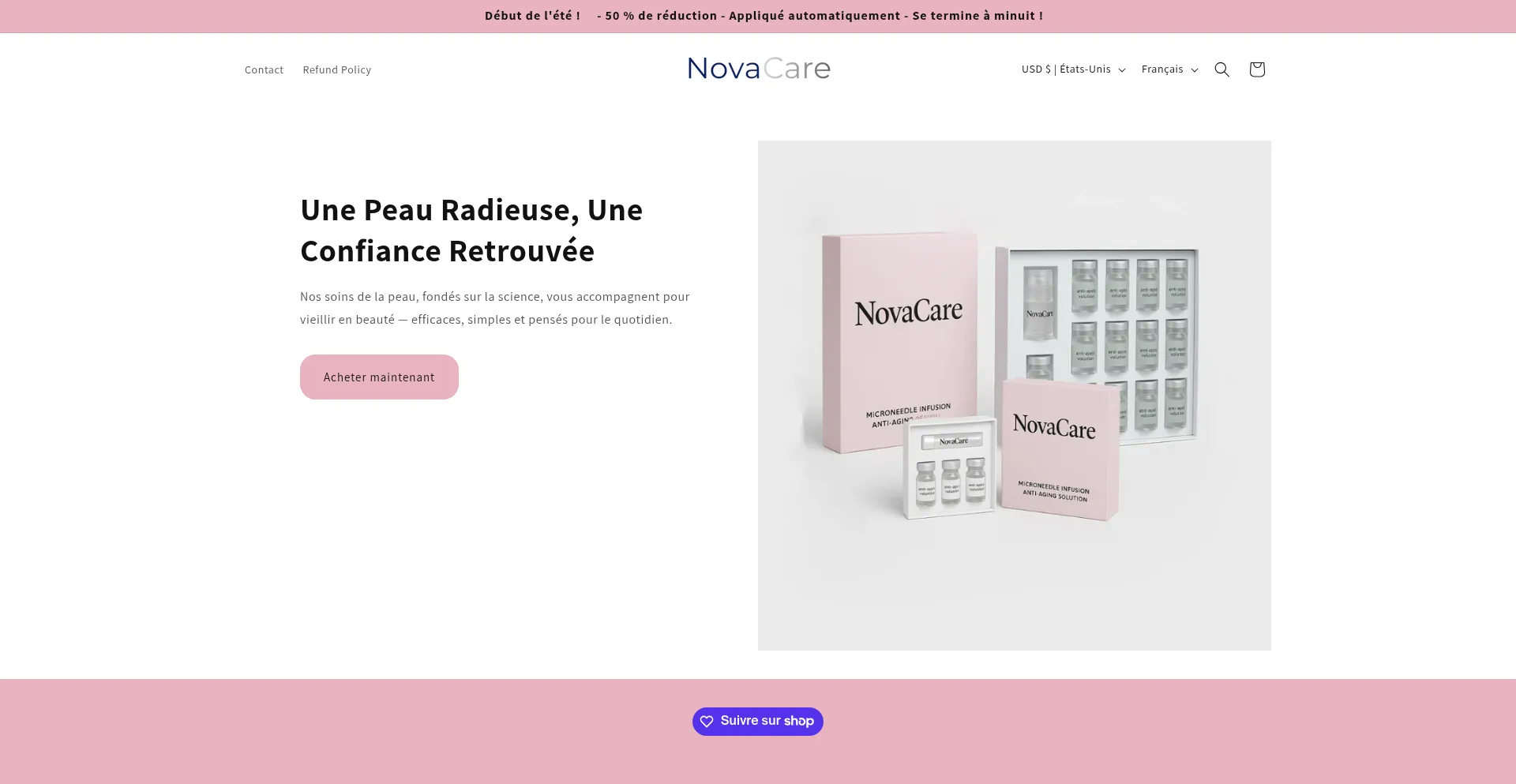 Website screenshot of Trynovacare.com