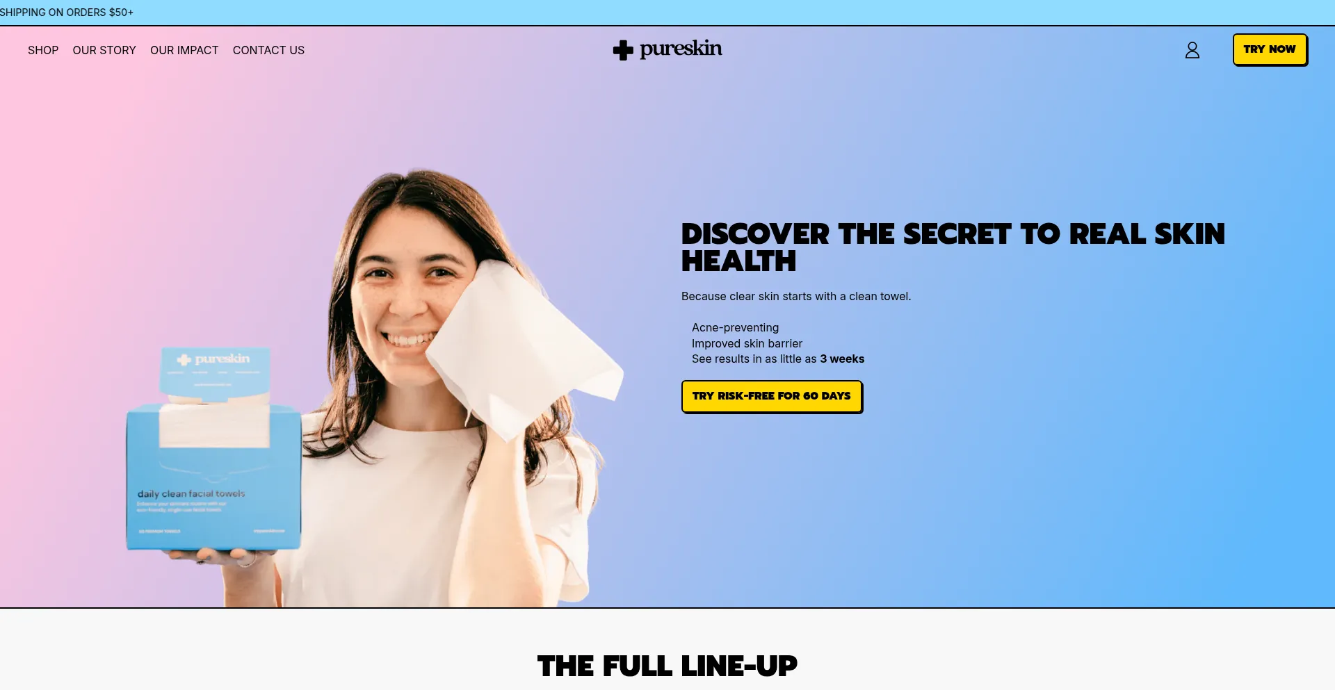 Website screenshot of Trypureskin.com