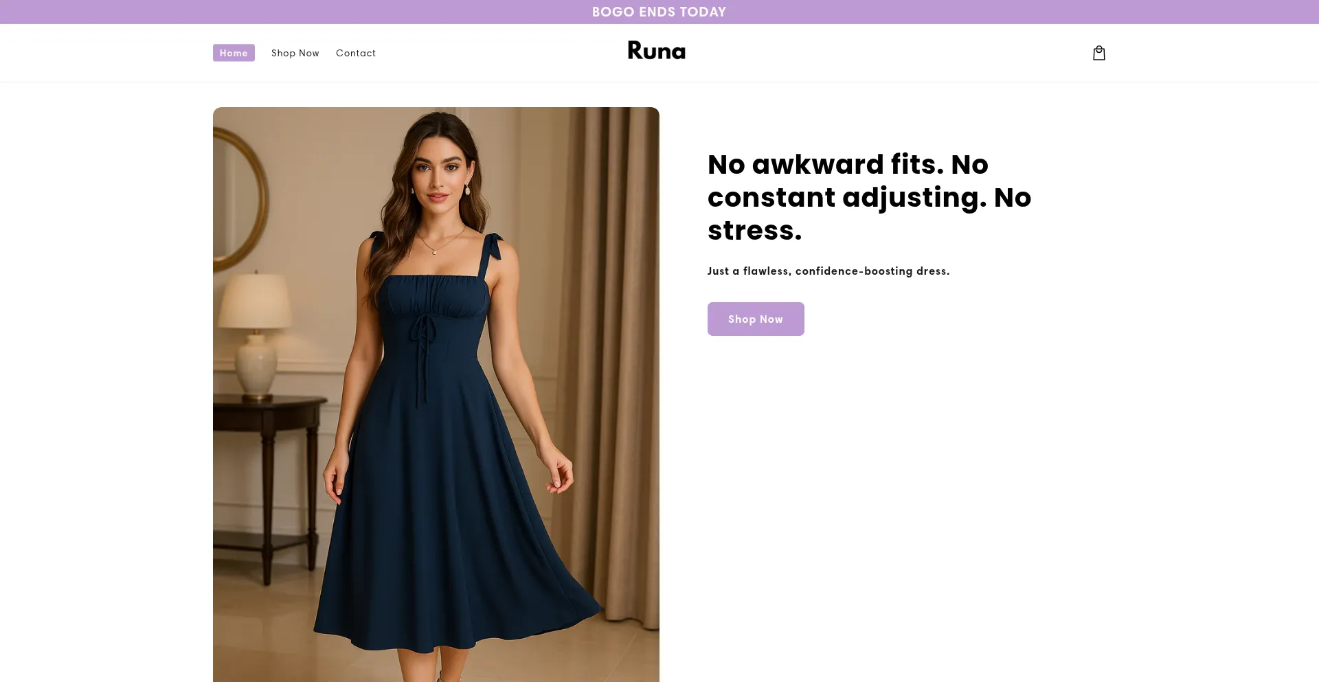 Website screenshot of Tryruna.com